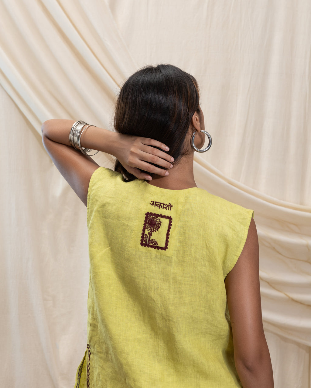 Linen utilty vest and pant set by Akashi Clothing with The Stamp Edit By Akashi Clothing at Kamakhyaa for sustainable fashion