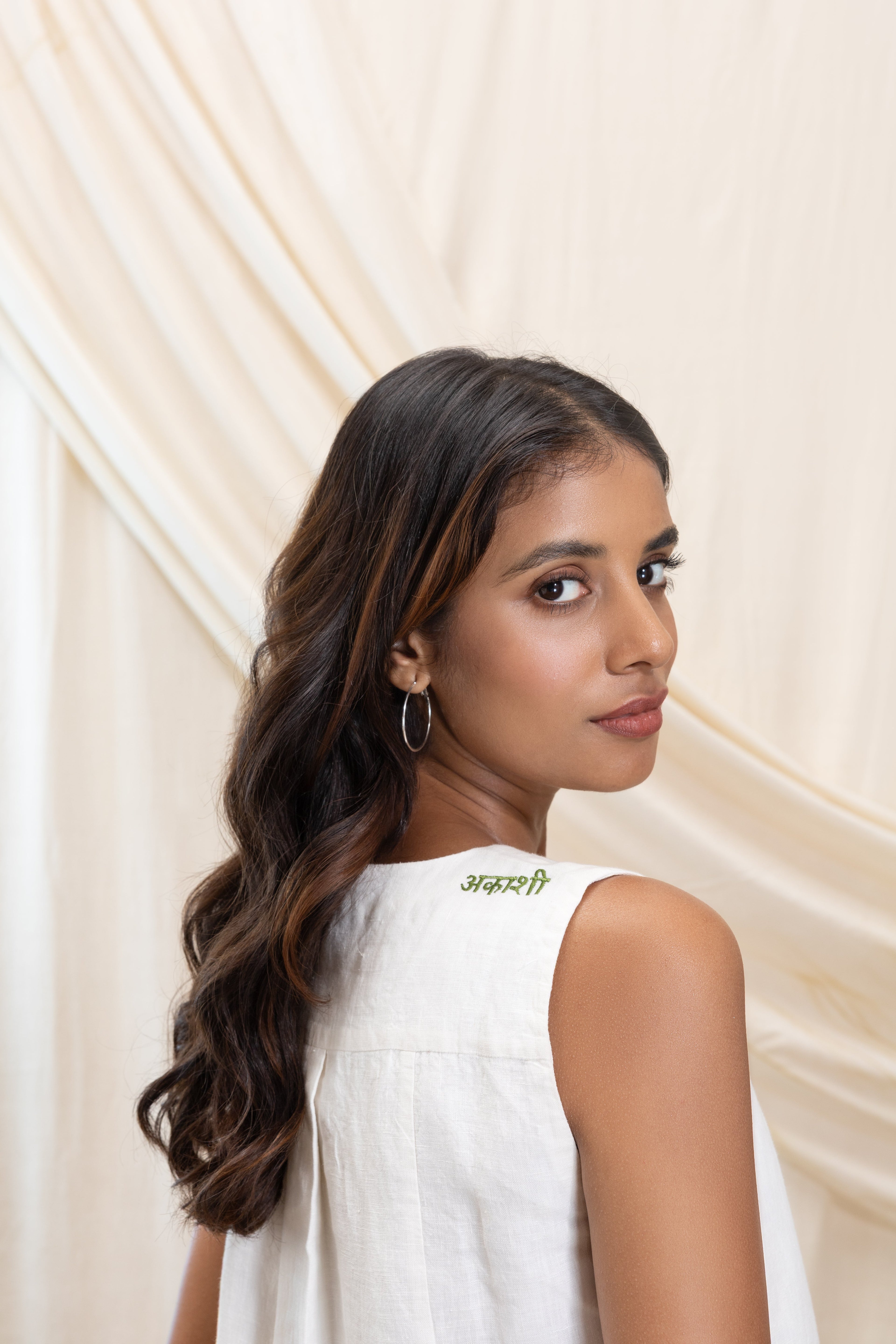 Linen tunic top and flared pant set by Akashi Clothing with The Stamp Edit By Akashi Clothing at Kamakhyaa for sustainable fashion