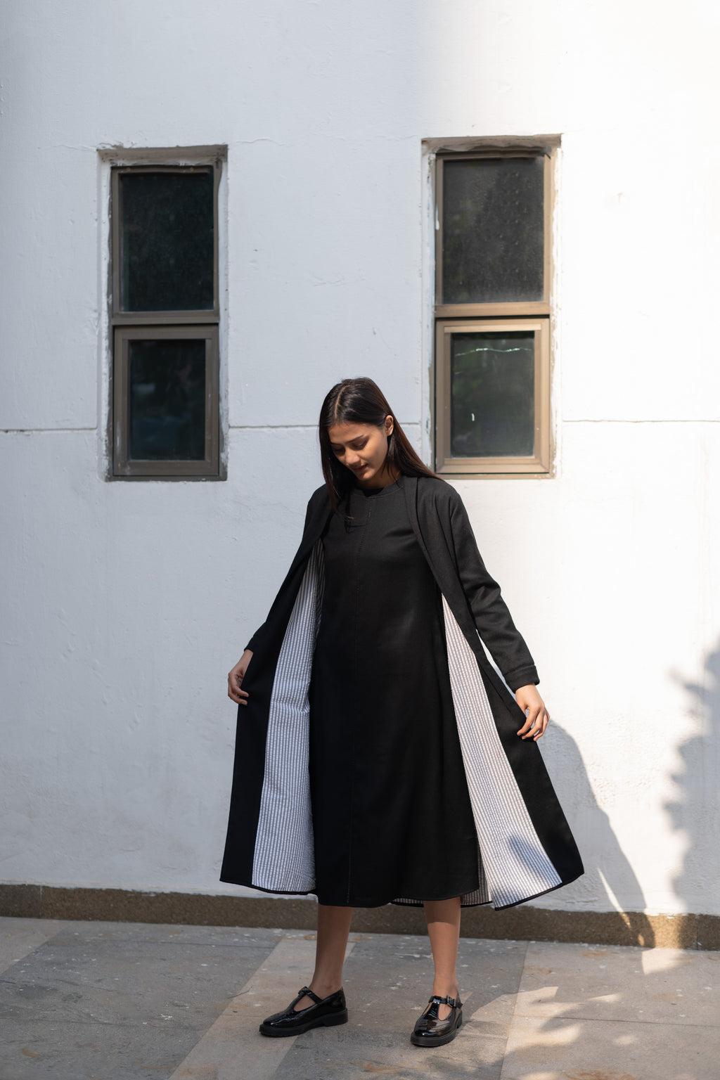 Black Merino Wool Alaska Jacket by Raas with Black, Jackets, Merino Wool, Regular Fit, Uru by Raas, Winter Wear, Woven at Kamakhyaa for sustainable fashion