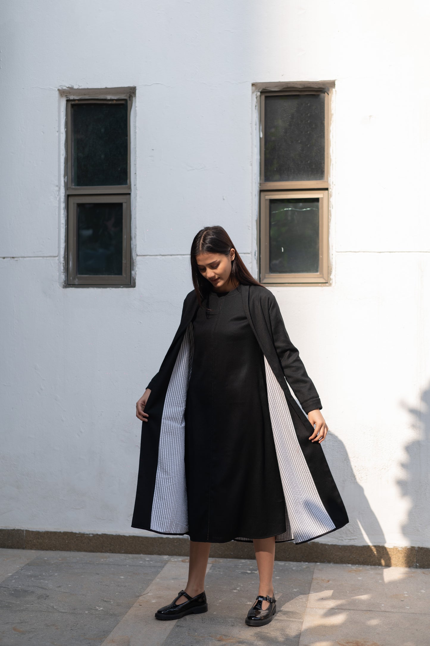 Black Merino Wool Alaska Set by Raas with Black, Merino Wool, Regular Fit, Uru by Raas, Winter WearOffice Wear Co-ords, Woven at Kamakhyaa for sustainable fashion