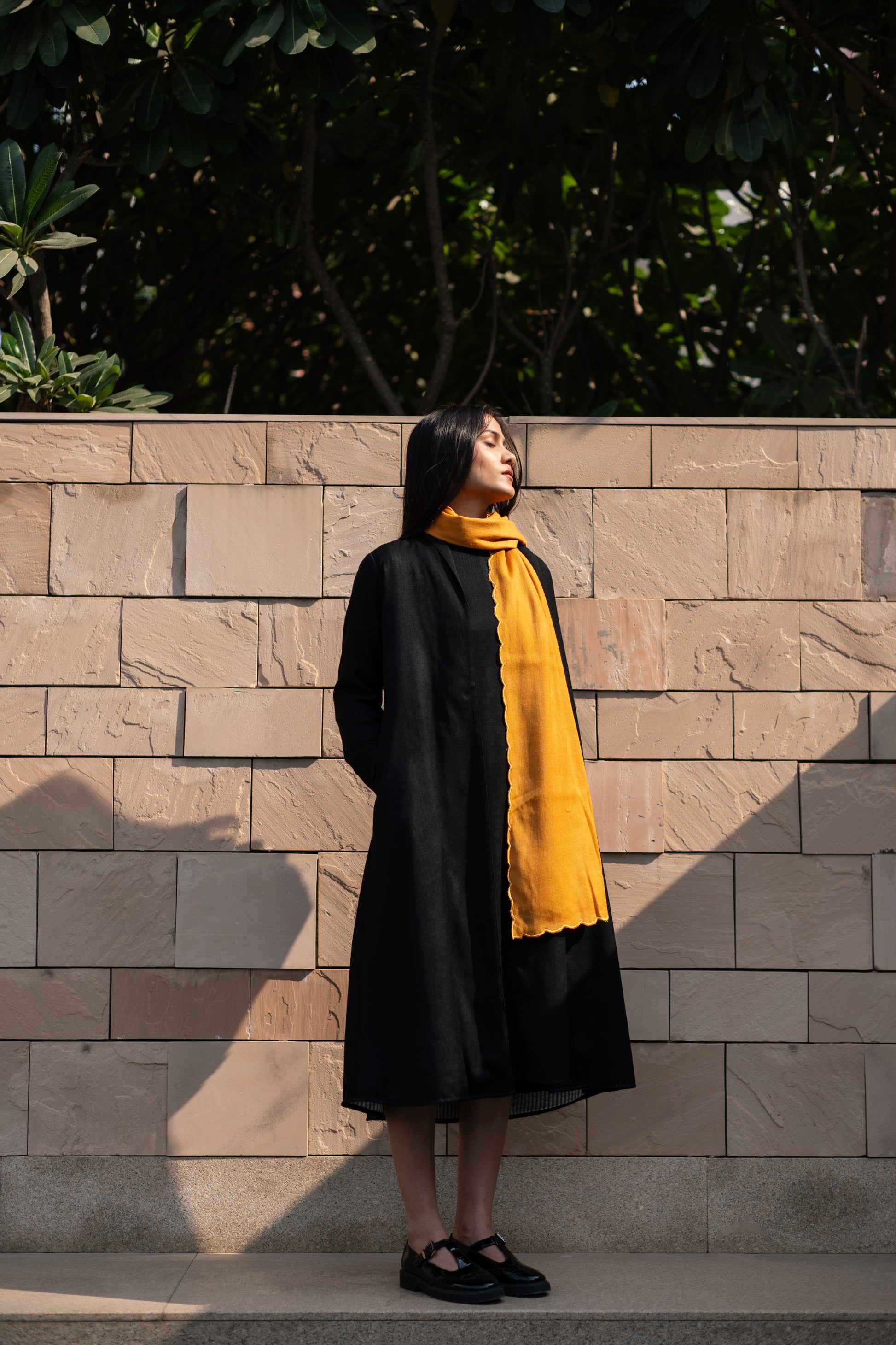 Mustard Yellow Merino Wool Stole by Raas with Merino Wool, Mustard, Regular Fit, Stoles, Uru by Raas, Winter Wear, Woven at Kamakhyaa for sustainable fashion