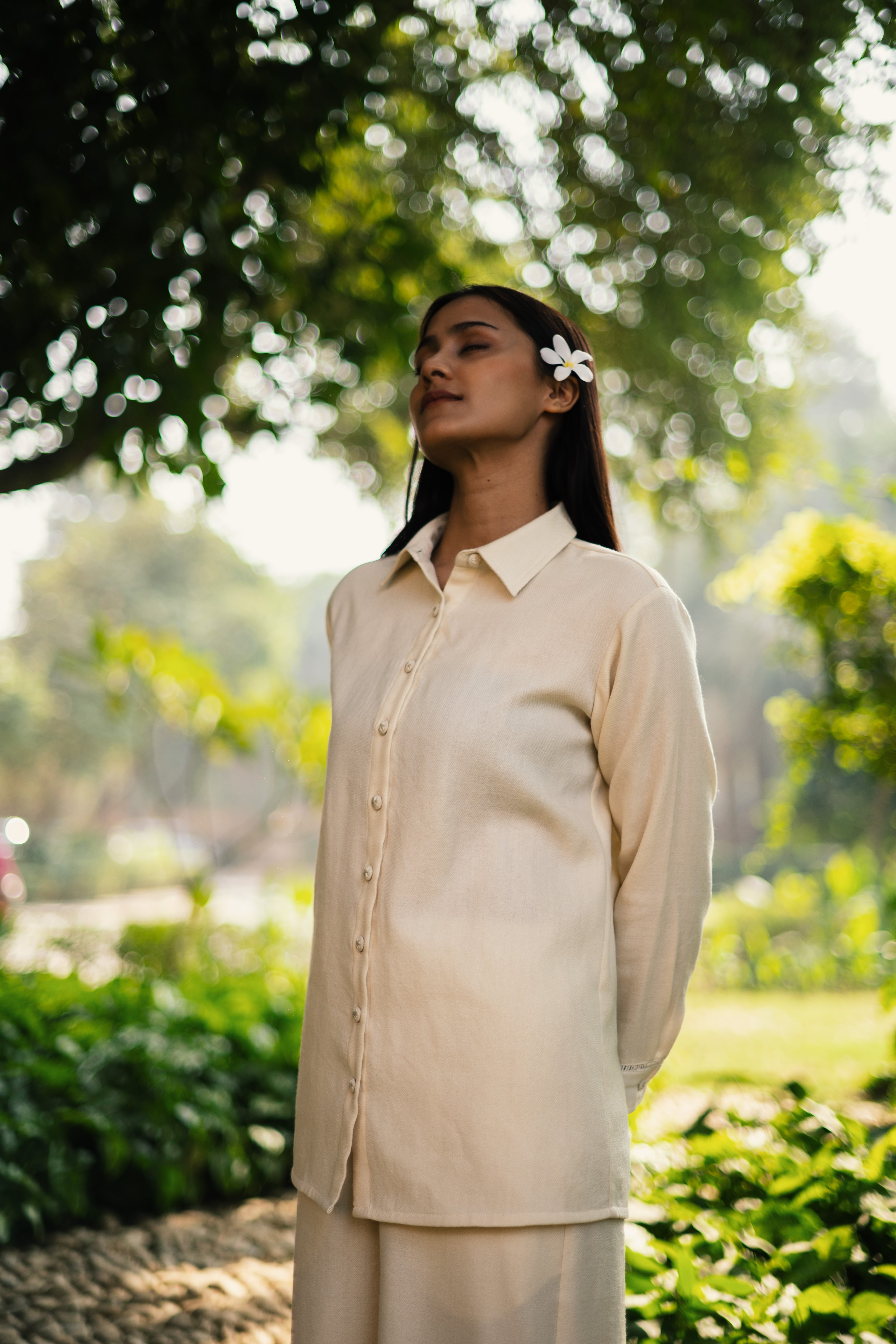 Cream White Merino Wool Coord Set Mahonia by Raas with Cream, Merino Wool, Regular Fit, Uru by Raas, Winter WearOffice Wear Co-ords, Woven at Kamakhyaa for sustainable fashion