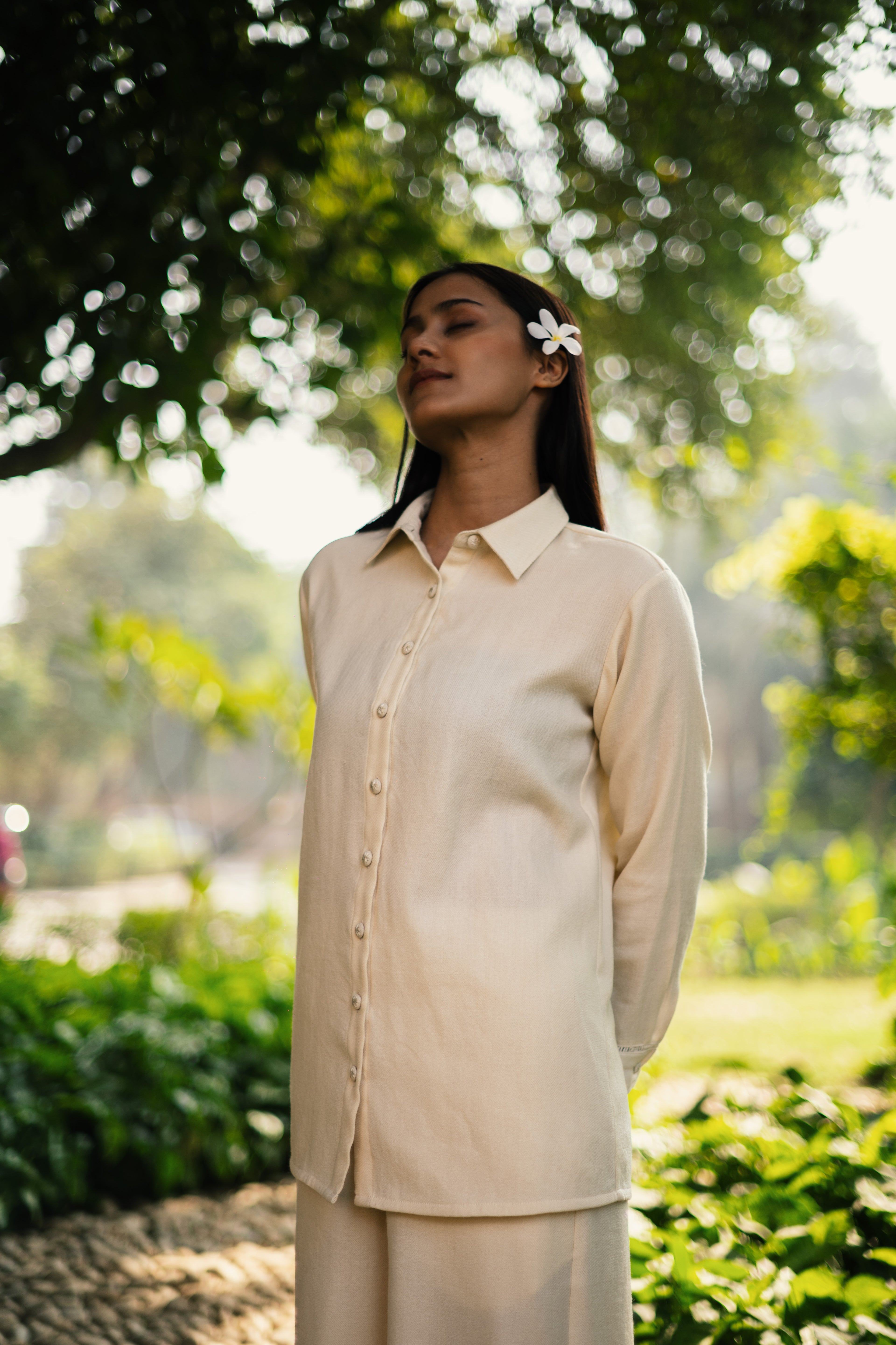 Cream White Merino Wool Coord Set Mahonia by Raas with Cream, Merino Wool, Regular Fit, Uru by Raas, Winter WearOffice Wear Co-ords, Woven at Kamakhyaa for sustainable fashion