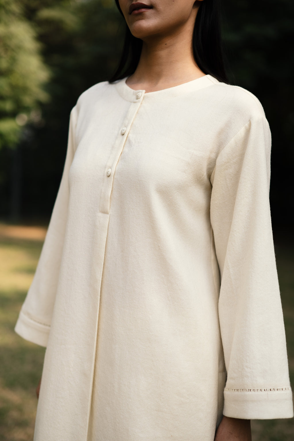 Cream White Merino Wool Coord Set Iris by Raas with Cream, Merino Wool, Regular Fit, Uru by Raas, Winter WearOffice Wear Co-ords, Woven at Kamakhyaa for sustainable fashion