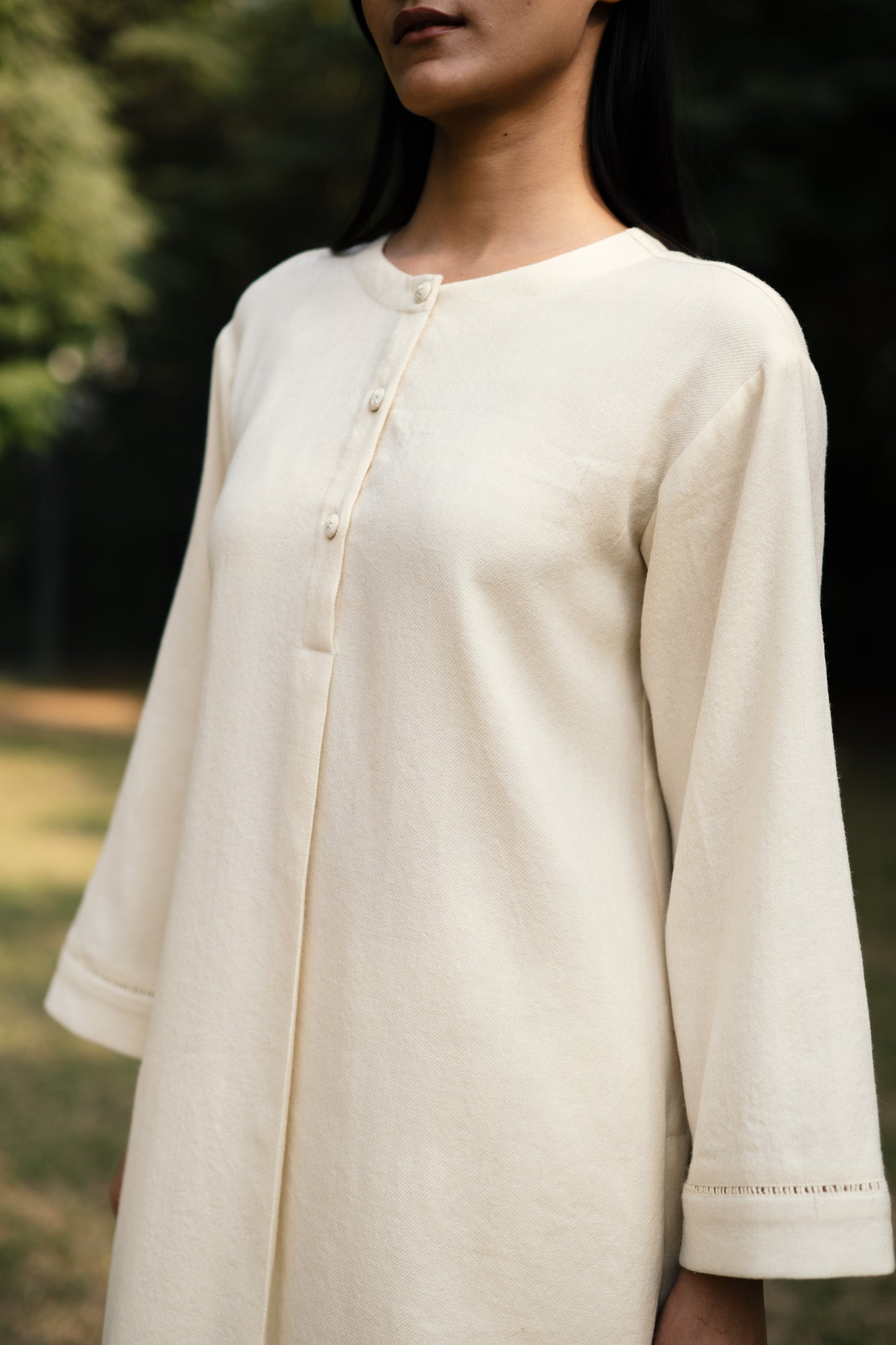 Cream White Merino Wool Set of Three Iris by Raas with Cream, Merino Wool, Regular Fit, Uru by Raas, Winter WearOffice Wear Co-ords, Woven at Kamakhyaa for sustainable fashion