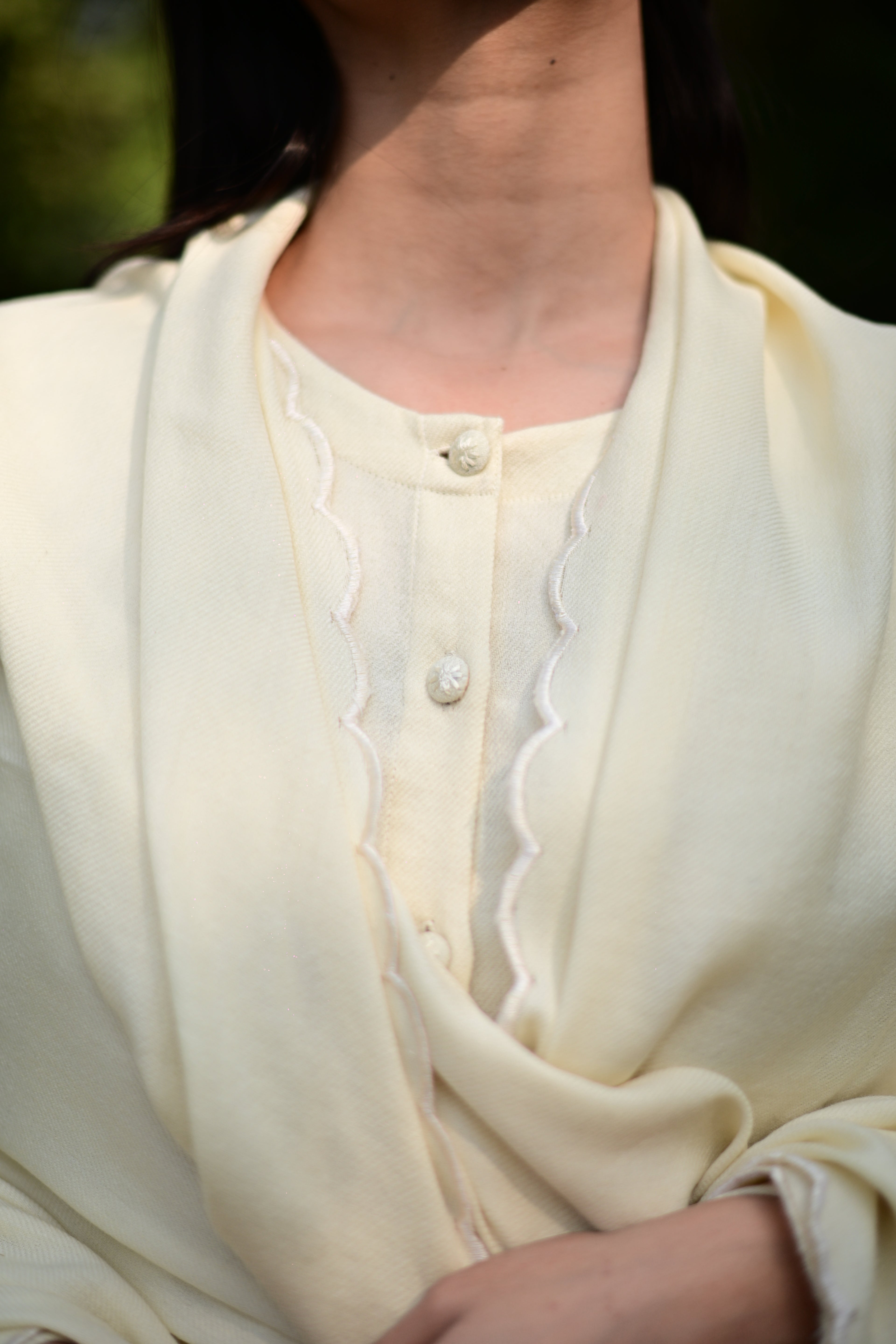 Cream White Merino Wool Stole by Raas with Cream, Merino Wool, Regular Fit, Stoles, Uru by Raas, Winter Wear, Woven at Kamakhyaa for sustainable fashion