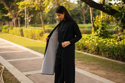 Black Merino Wool Alaska Set by Raas with Black, Merino Wool, Regular Fit, Uru by Raas, Winter WearOffice Wear Co-ords, Woven at Kamakhyaa for sustainable fashion