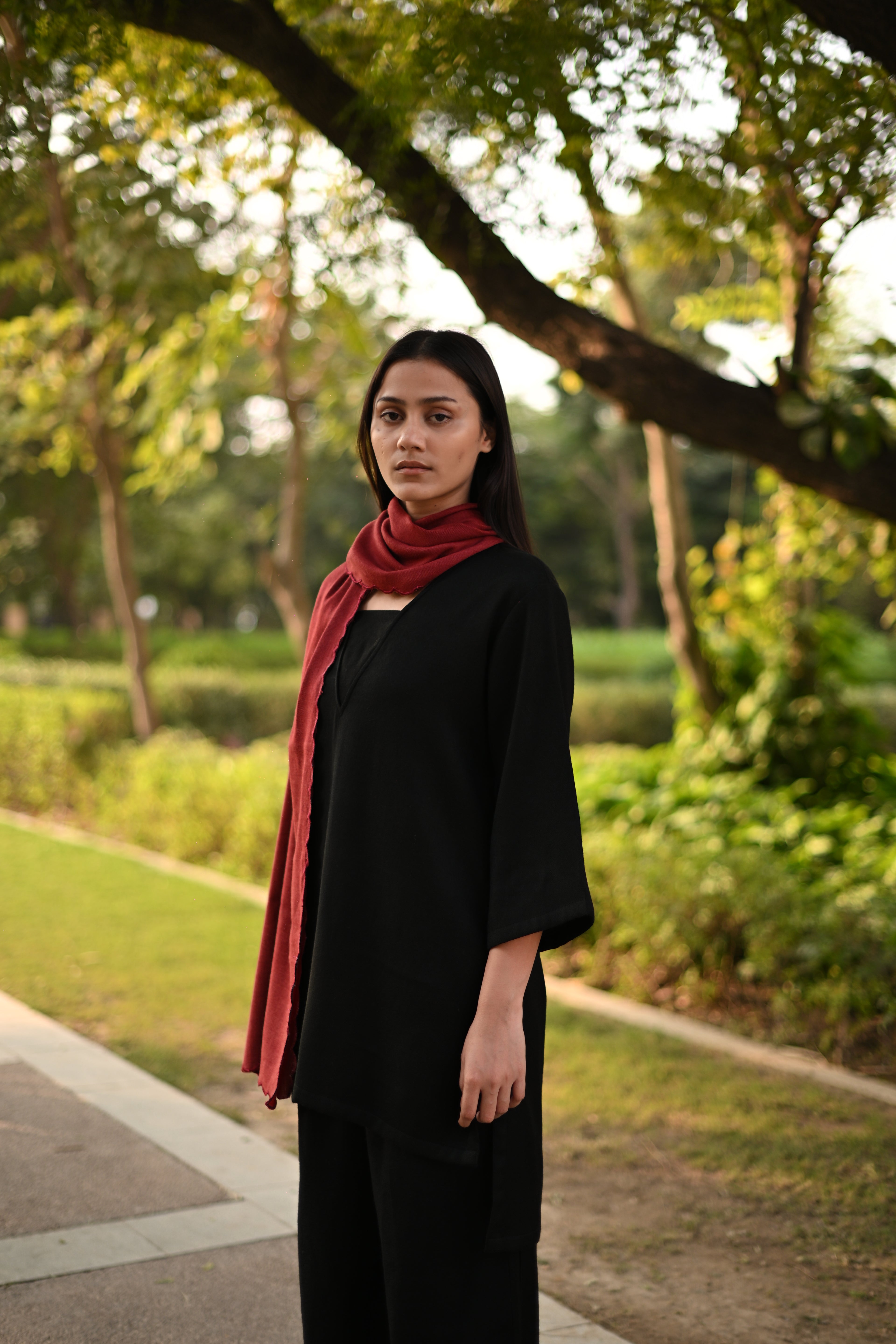 Maroon Merino Wool Stole by Raas with Maroon, Merino Wool, Regular Fit, Stoles, Uru by Raas, Winter Wear, Woven at Kamakhyaa for sustainable fashion