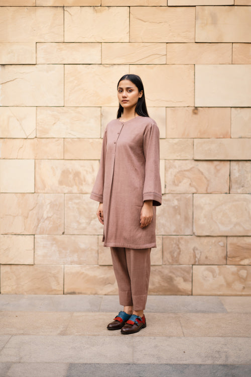 Aubergene Merino Wool Set of Three Iris by Raas with Merino Wool, Purple, Regular Fit, Uru by Raas, Winter WearOffice Wear Co-ords, Woven at Kamakhyaa for sustainable fashion