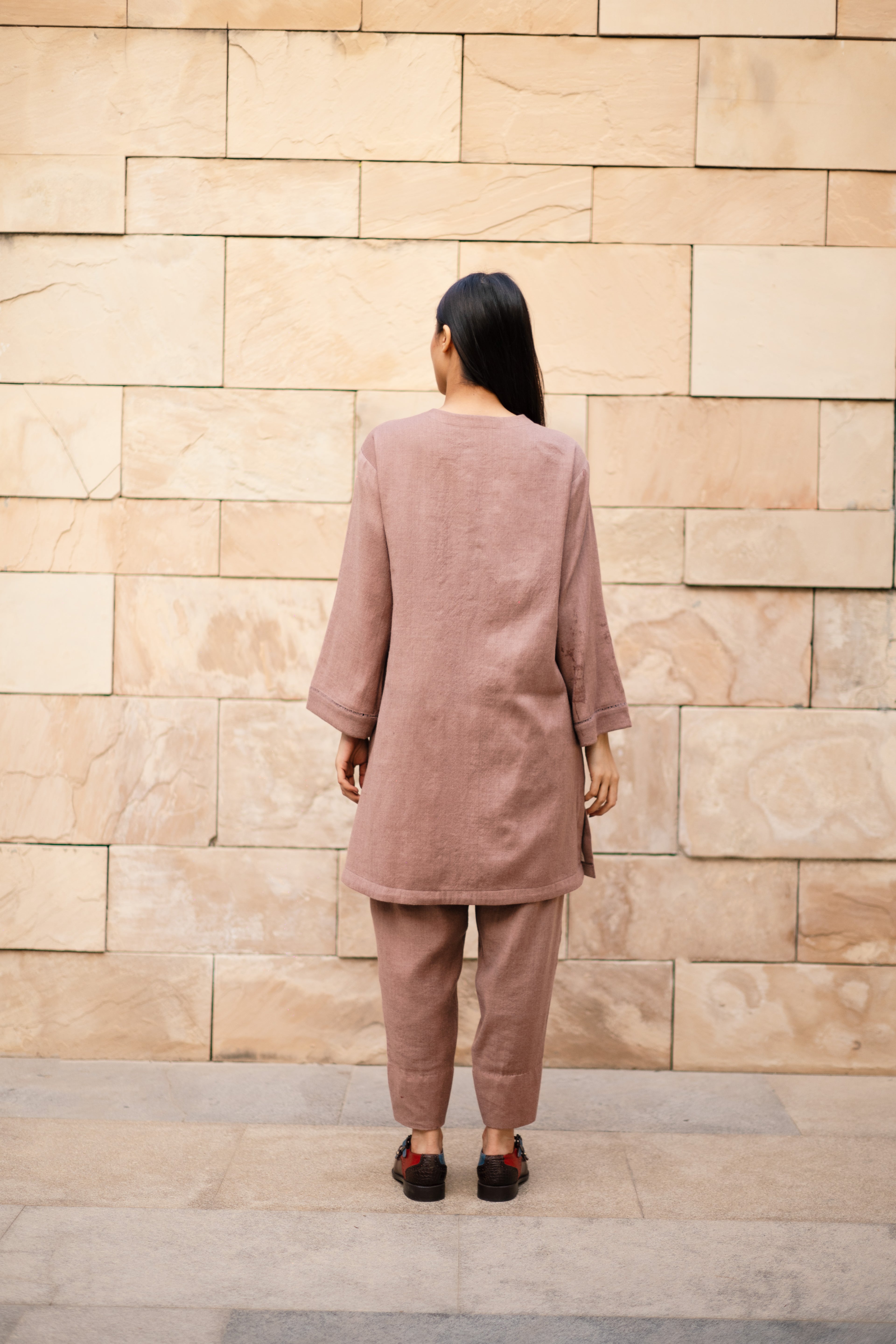 Aubergene Merino Wool Set of Three Iris by Raas with Merino Wool, Purple, Regular Fit, Uru by Raas, Winter WearOffice Wear Co-ords, Woven at Kamakhyaa for sustainable fashion