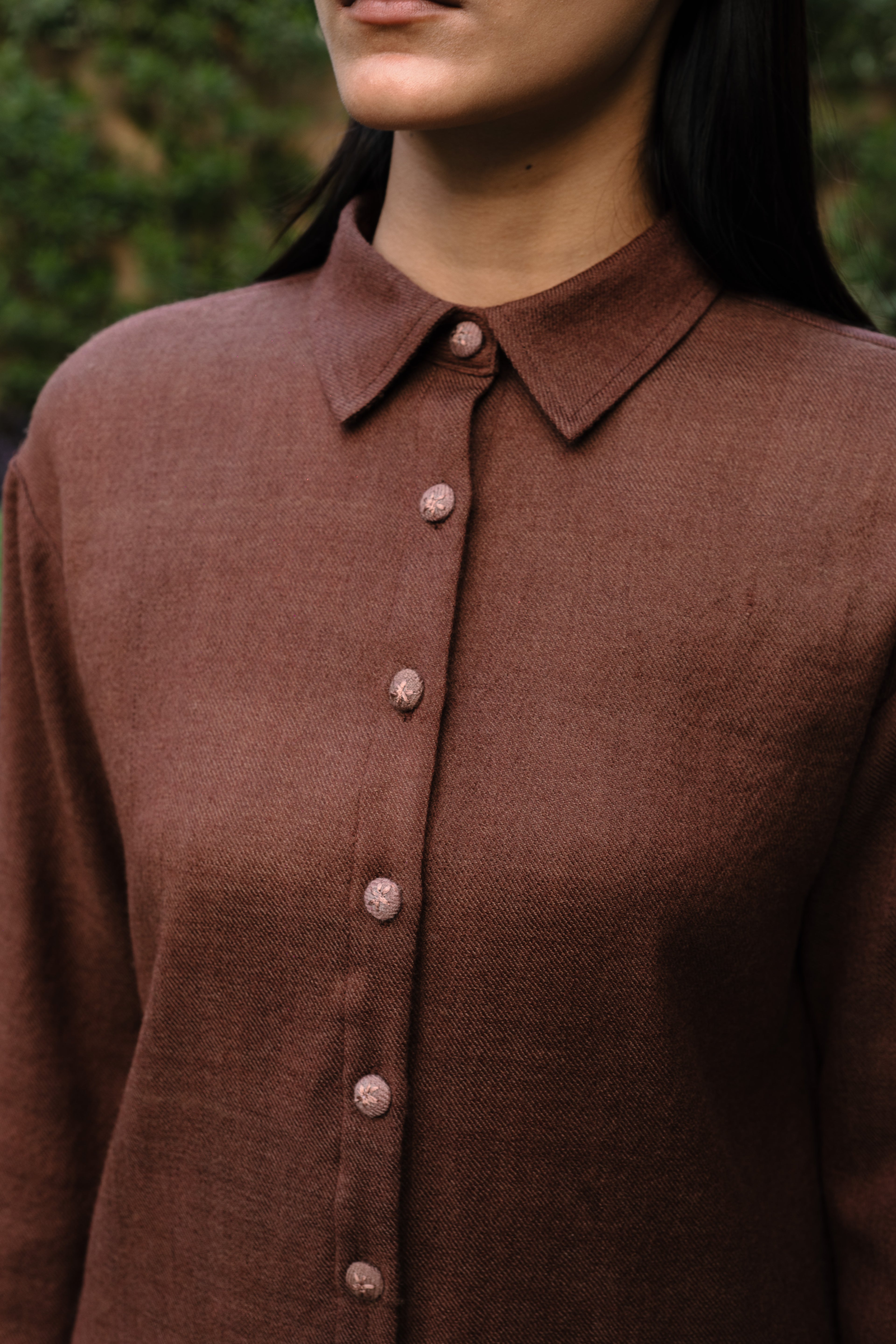 Burnt Brown Merino Wool Coord Set Mahonia by Raas with Brown, Merino Wool, Regular Fit, Uru by Raas, Winter WearOffice Wear Co-ords, Woven at Kamakhyaa for sustainable fashion