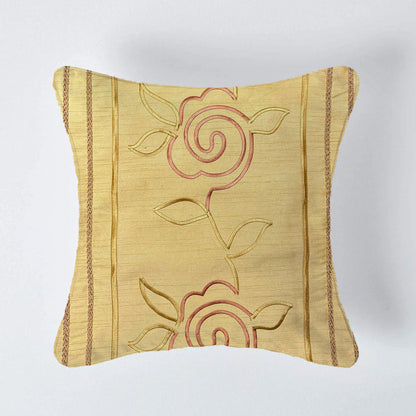 Abstract Rose Cushion Cover Sets by Aetherea with Beige, Braid, Cotton, Cushion covers, Floral Prints, Lacework, Rose, Upcycled, Upcycled Cotton at Kamakhyaa for sustainable fashion