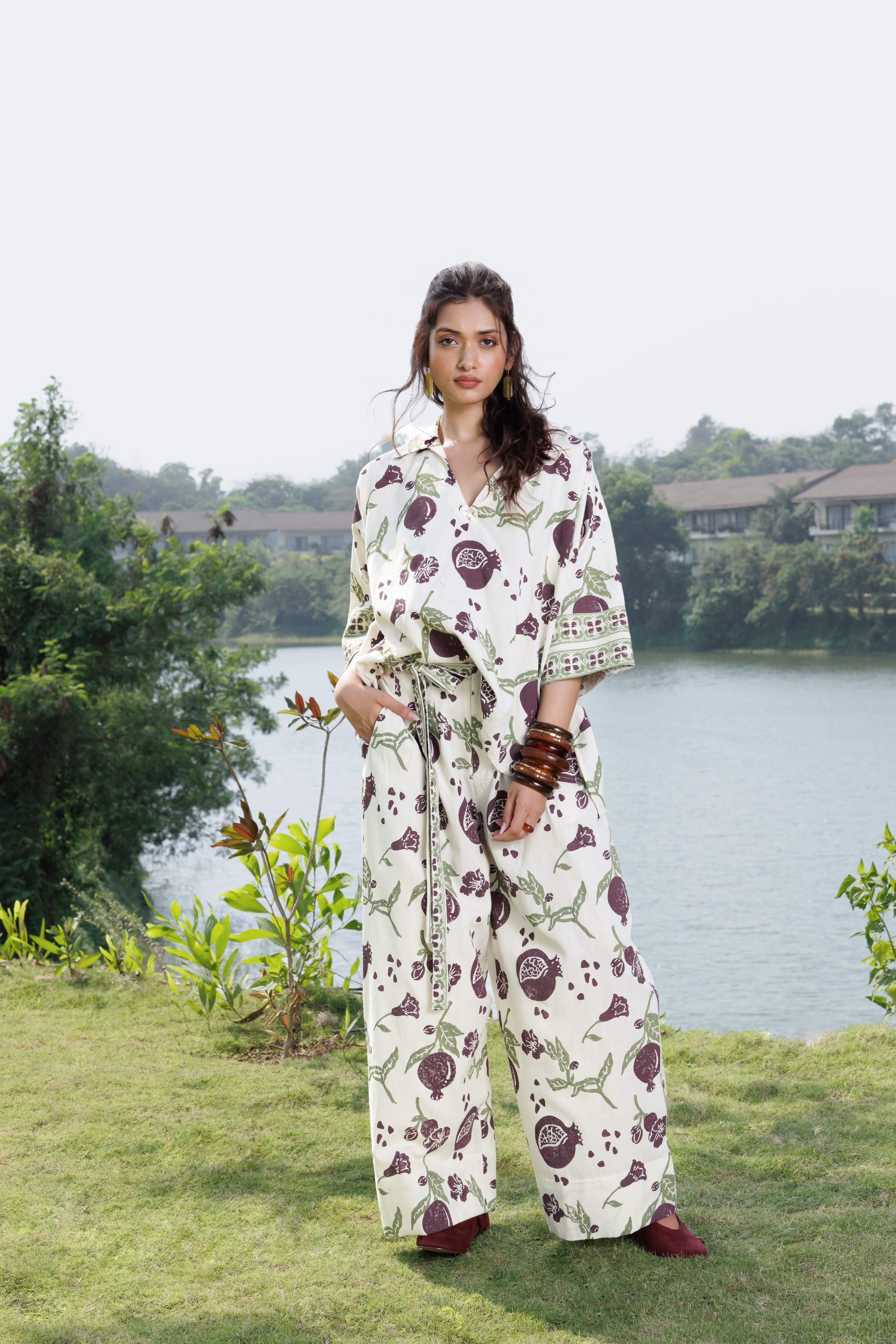 Boxy Oversized Top with Embroidered Collar & Sleeves by Akashi Clothing with Cosmos by Akashi Clothing, Internal Tags Missing at Kamakhyaa India for sustainable fashion
