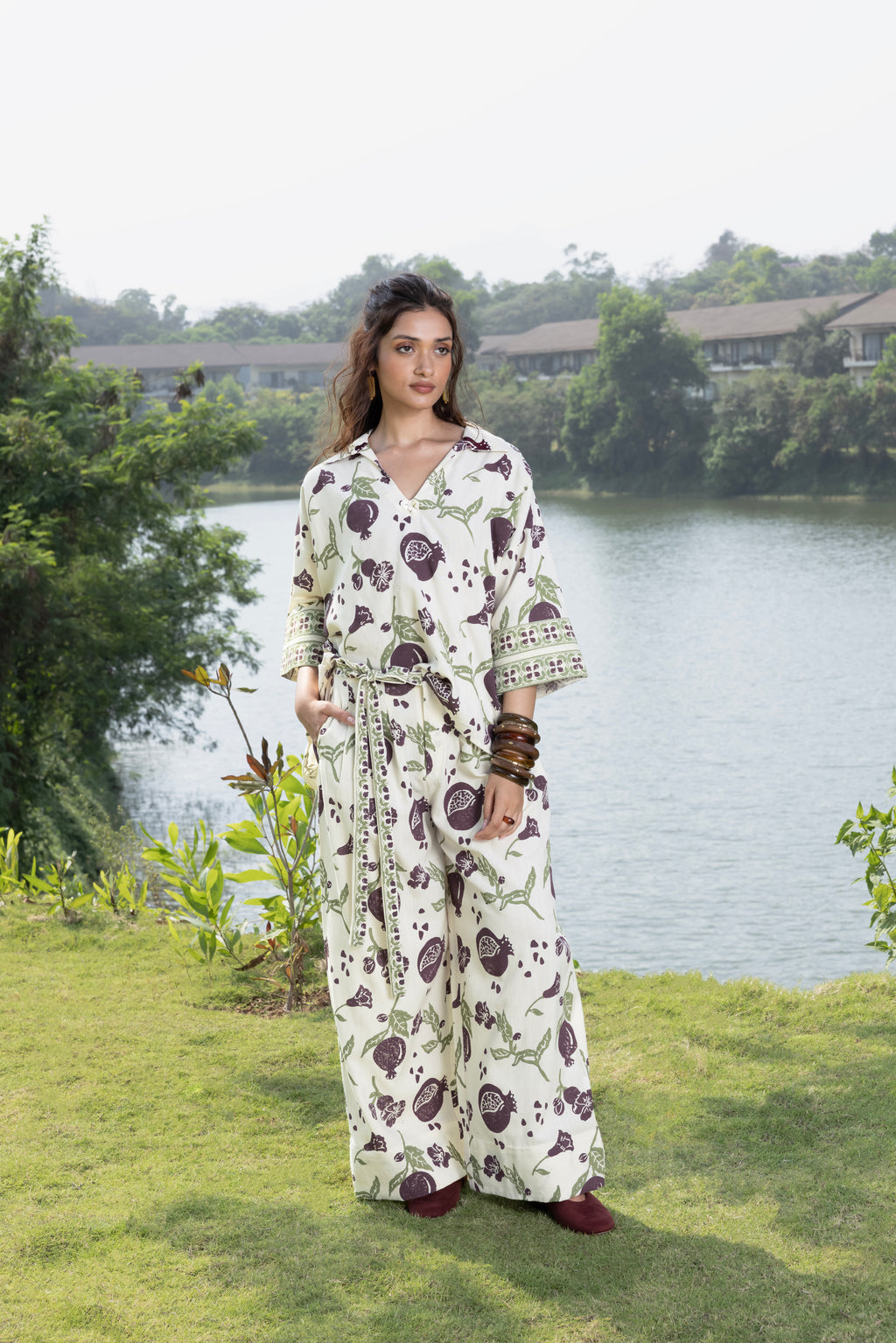 Boxy Oversized Top with Embroidered Collar & Sleeves by Kamakhyaa India with Cosmos by Akashi Clothing, Internal Tags Missing at Kamakhyaa India for sustainable fashion