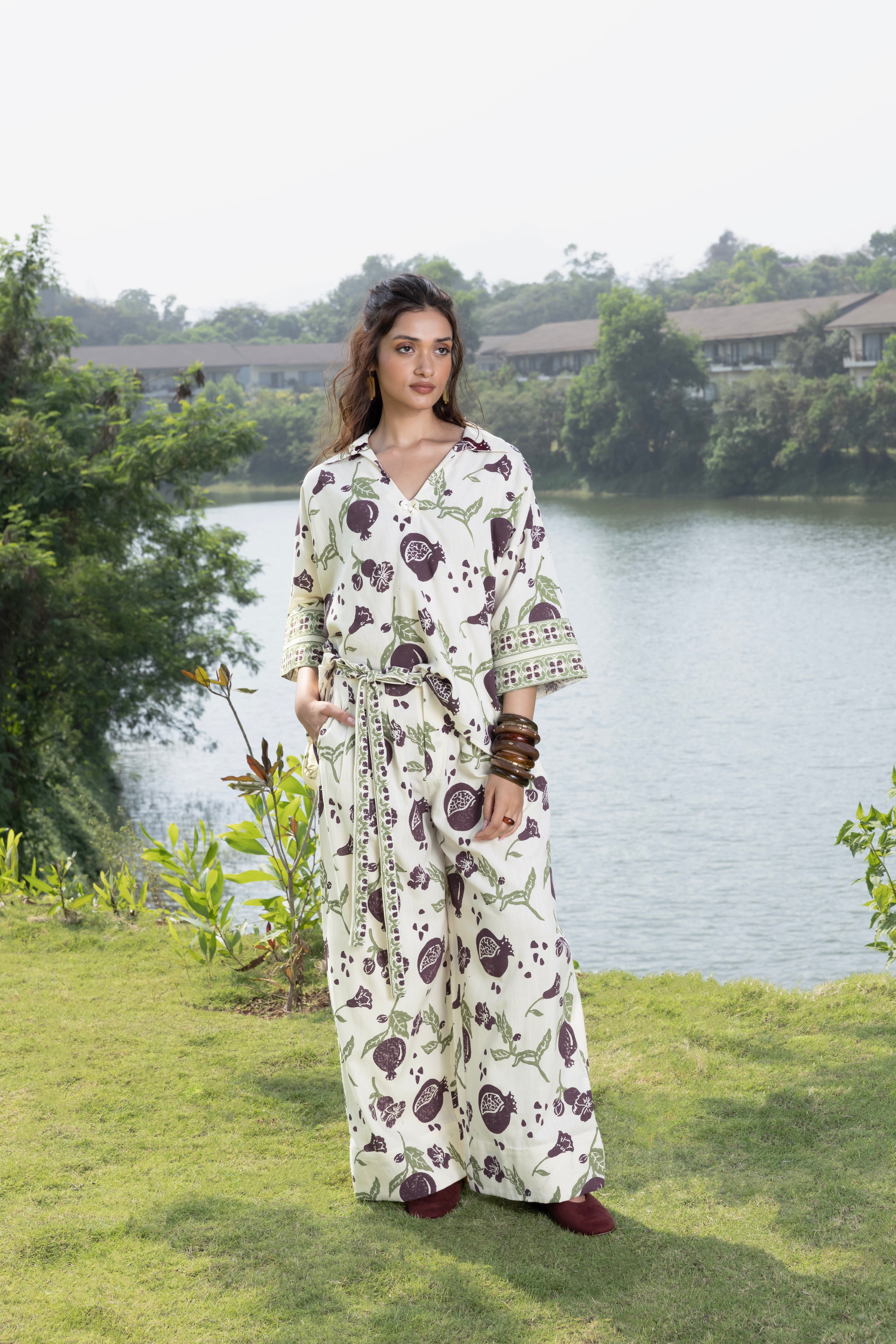Boxy Oversized Top with Embroidered Collar & Sleeves by Kamakhyaa India with Cosmos by Akashi Clothing, Internal Tags Missing at Kamakhyaa India for sustainable fashion