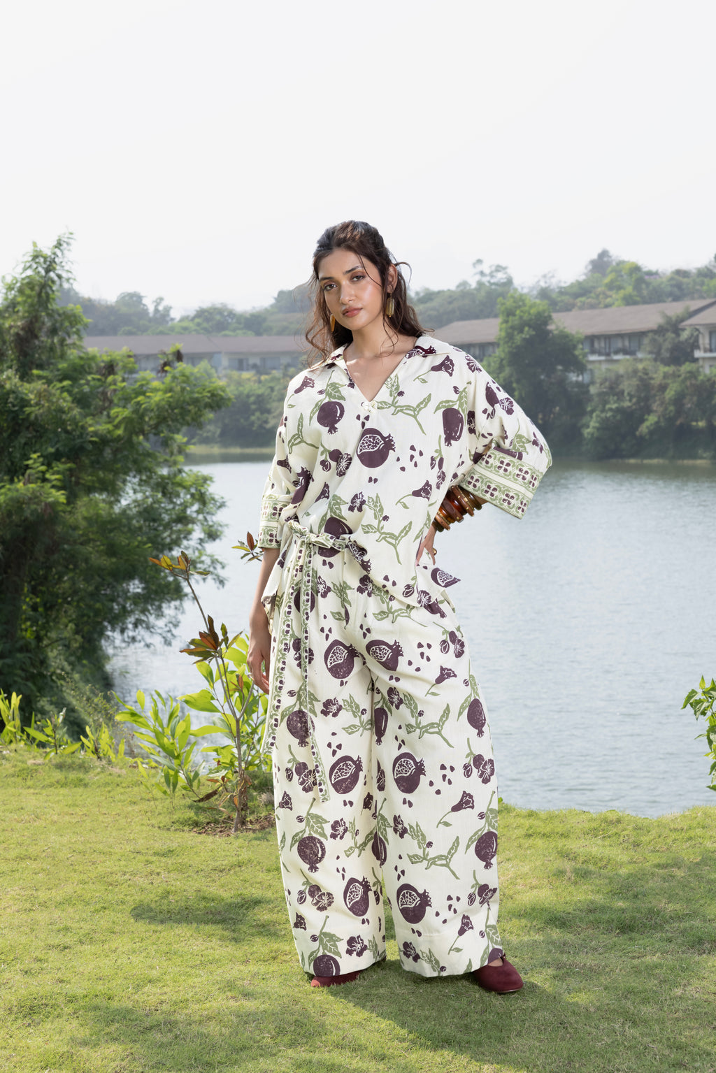 Boxy Oversized Top with Embroidered Collar & Sleeves by Kamakhyaa India with Cosmos by Akashi Clothing, Internal Tags Missing at Kamakhyaa India for sustainable fashion