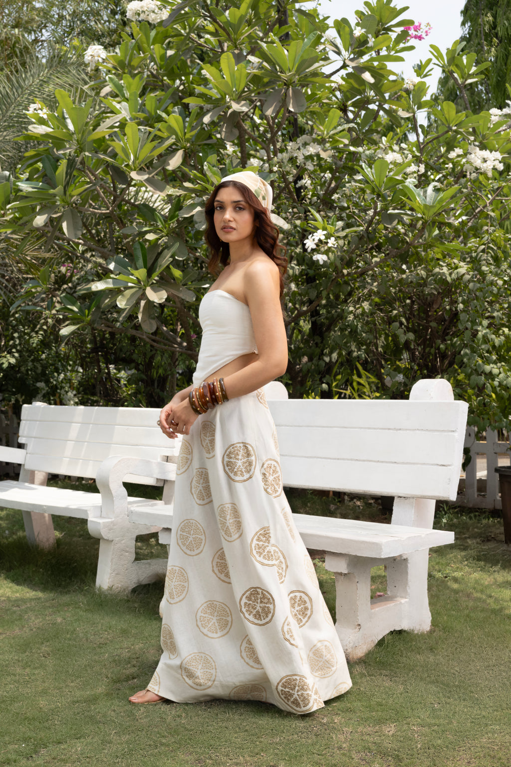 Embroidered A-Line Skirt by Kamakhyaa India with Cosmos by Akashi Clothing, Internal Tags Missing at Kamakhyaa India for sustainable fashion