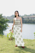Embroidered Tube Maxi Dress with Ruched Back by Kamakhyaa India with Cosmos by Akashi Clothing, Internal Tags Missing at Kamakhyaa India for sustainable fashion