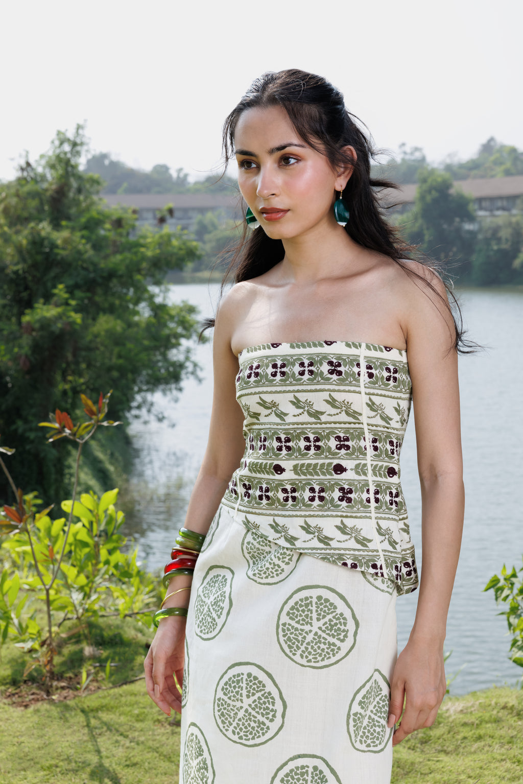 Embroidered Tube Maxi Dress with Ruched Back by Kamakhyaa India with Cosmos by Akashi Clothing, Internal Tags Missing at Kamakhyaa India for sustainable fashion