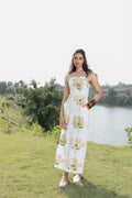 Criss-Cross Back Strappy Floral Print Midi Dress by Kamakhyaa India with Cosmos by Akashi Clothing, Internal Tags Missing at Kamakhyaa India for sustainable fashion
