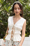 Organic cotton Front Tie-Up Top by Kamakhyaa India with Cosmos by Akashi Clothing, Internal Tags Missing at Kamakhyaa India for sustainable fashion