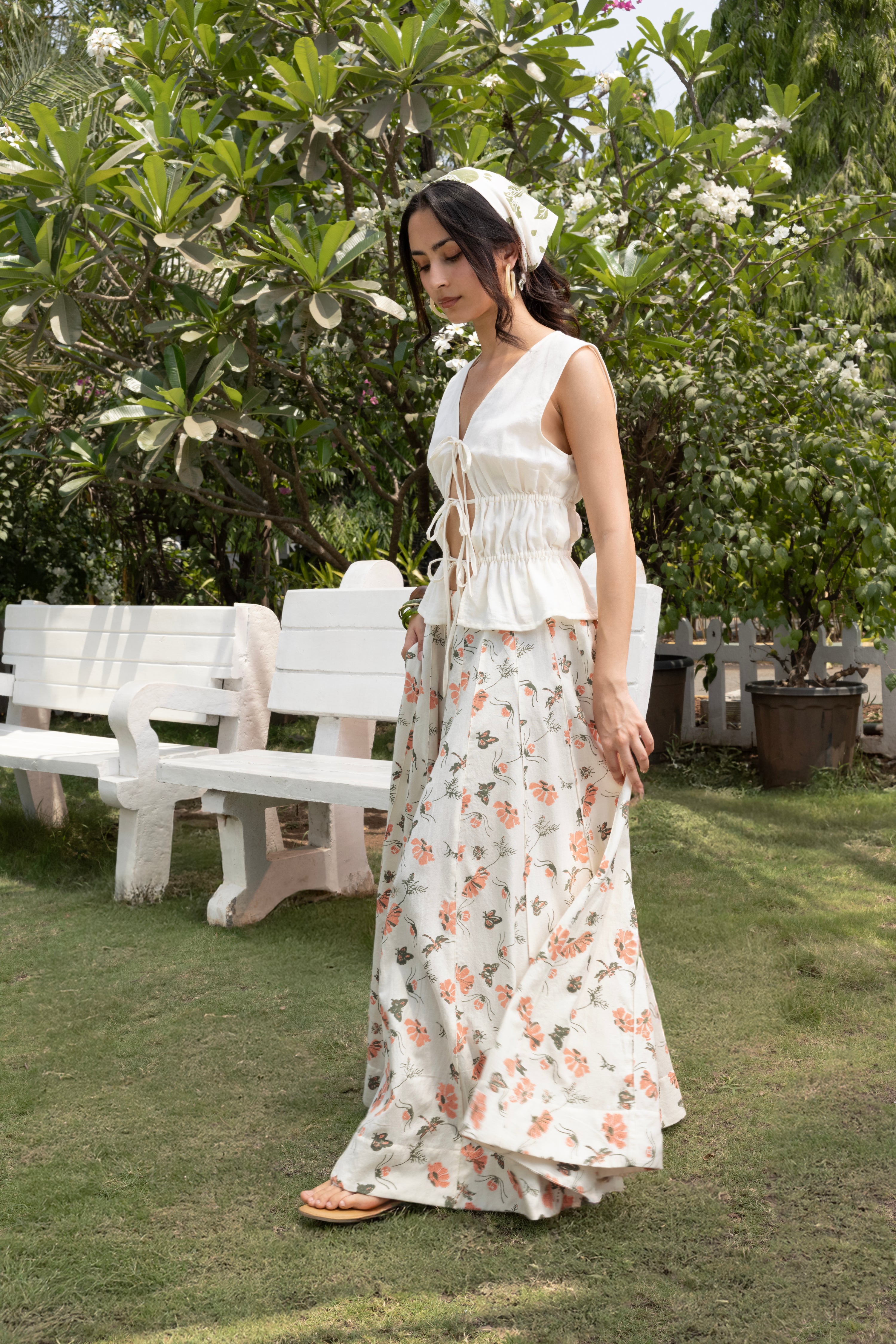 Organic cotton Front Tie-Up Top by Kamakhyaa India with Cosmos by Akashi Clothing, Internal Tags Missing at Kamakhyaa India for sustainable fashion