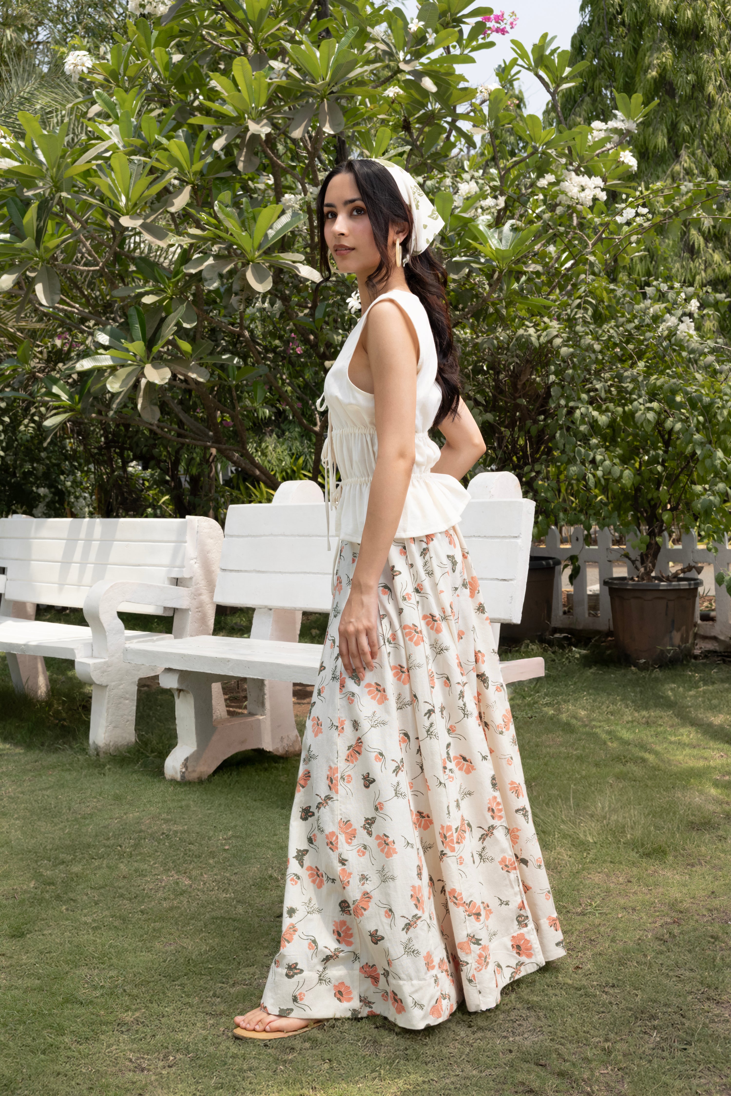 Organic cotton Front Tie-Up Top by Kamakhyaa India with Cosmos by Akashi Clothing, Internal Tags Missing at Kamakhyaa India for sustainable fashion