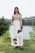 Embriodered Maxi Dress with back tie up by Kamakhyaa India with Cosmos by Akashi Clothing, Internal Tags Missing at Kamakhyaa India for sustainable fashion