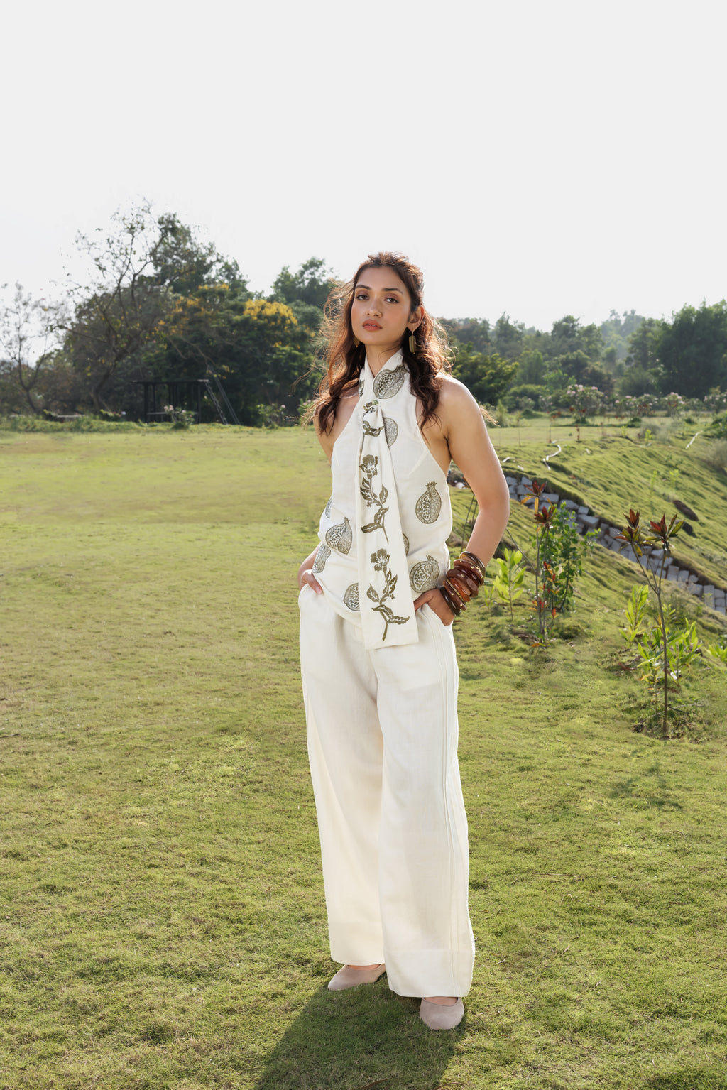 Embroidered scandavian scarft Top by Kamakhyaa India with Cosmos by Akashi Clothing, Internal Tags Missing at Kamakhyaa India for sustainable fashion
