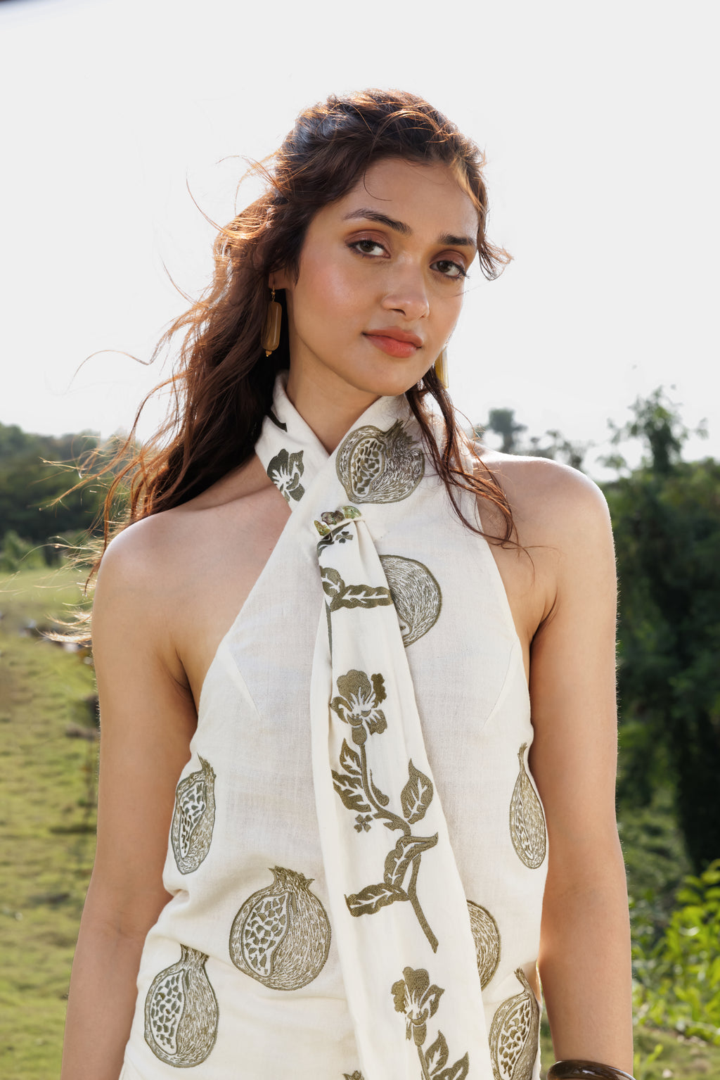 Embroidered scandavian scarft Top by Kamakhyaa India with Cosmos by Akashi Clothing, Internal Tags Missing at Kamakhyaa India for sustainable fashion