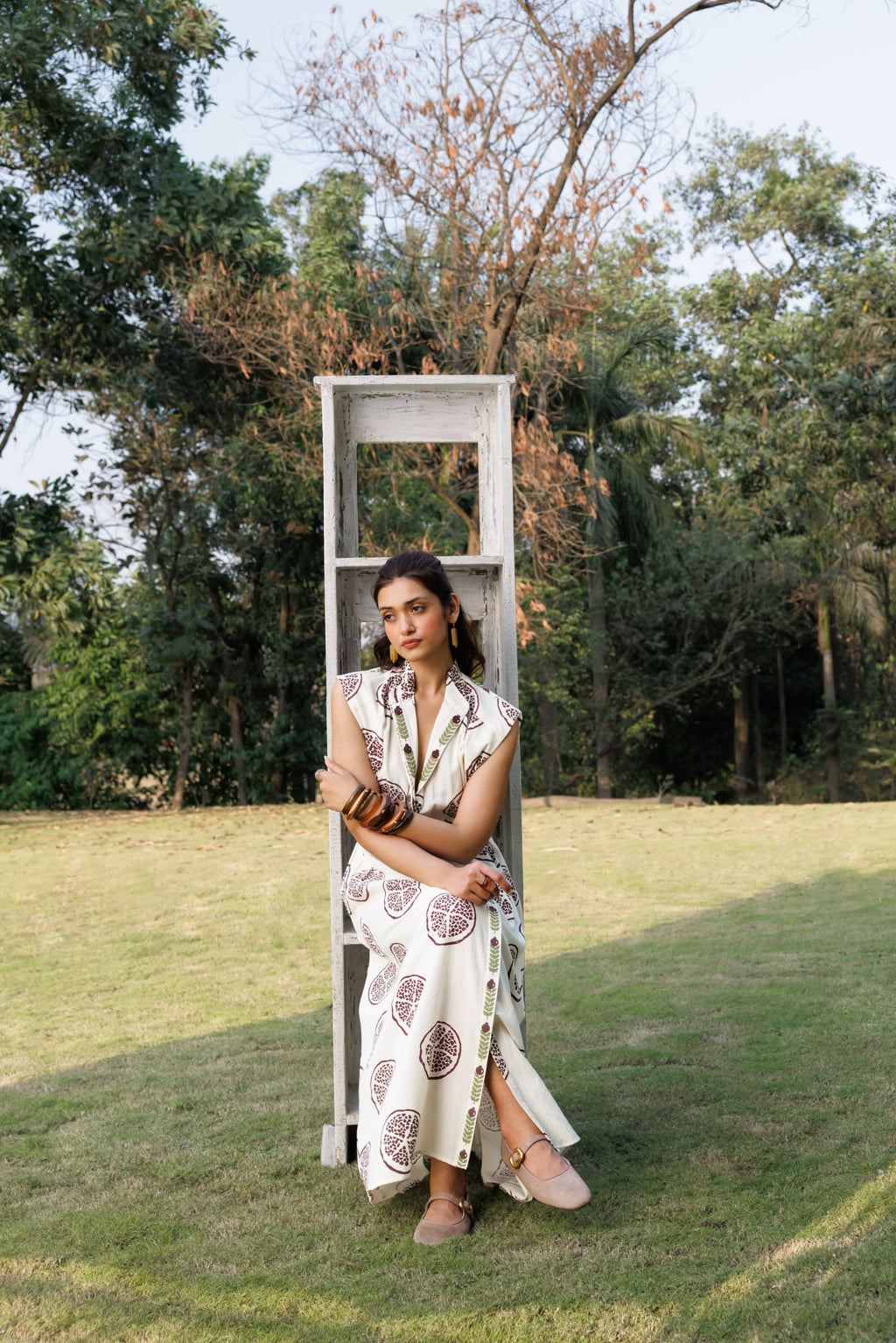 Sleeveless button down maxi dress by Kamakhyaa India with Cosmos by Akashi Clothing, Internal Tags Missing at Kamakhyaa India for sustainable fashion