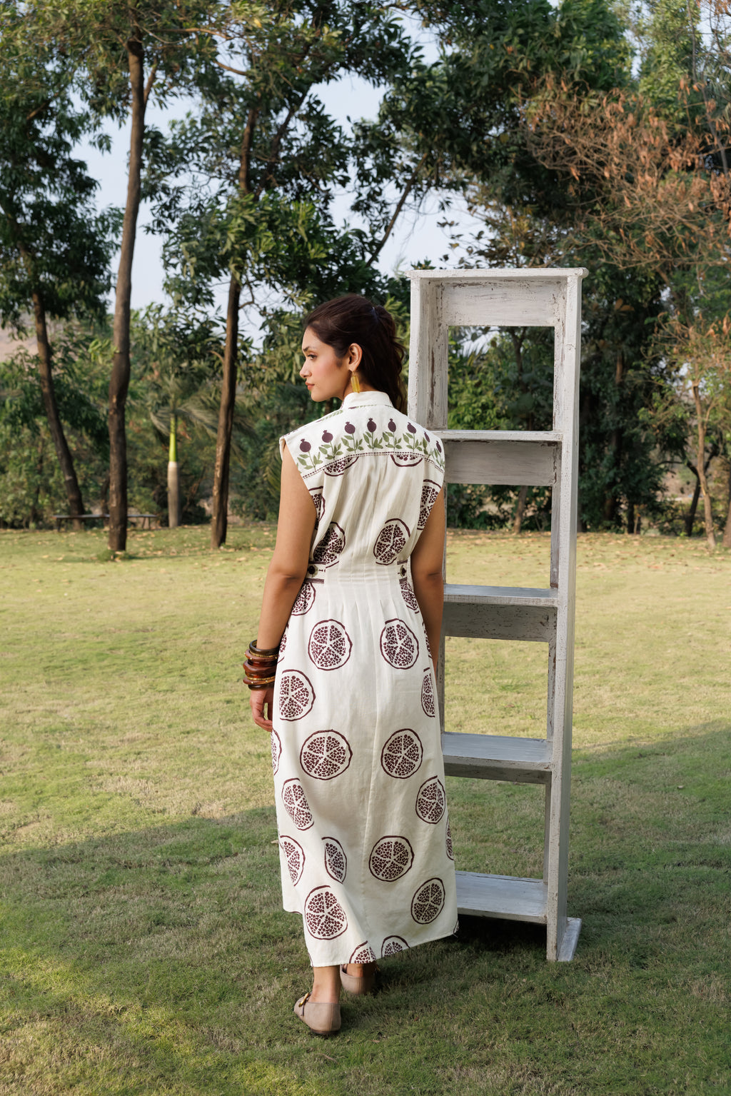 Sleeveless button down maxi dress by Kamakhyaa India with Cosmos by Akashi Clothing, Internal Tags Missing at Kamakhyaa India for sustainable fashion