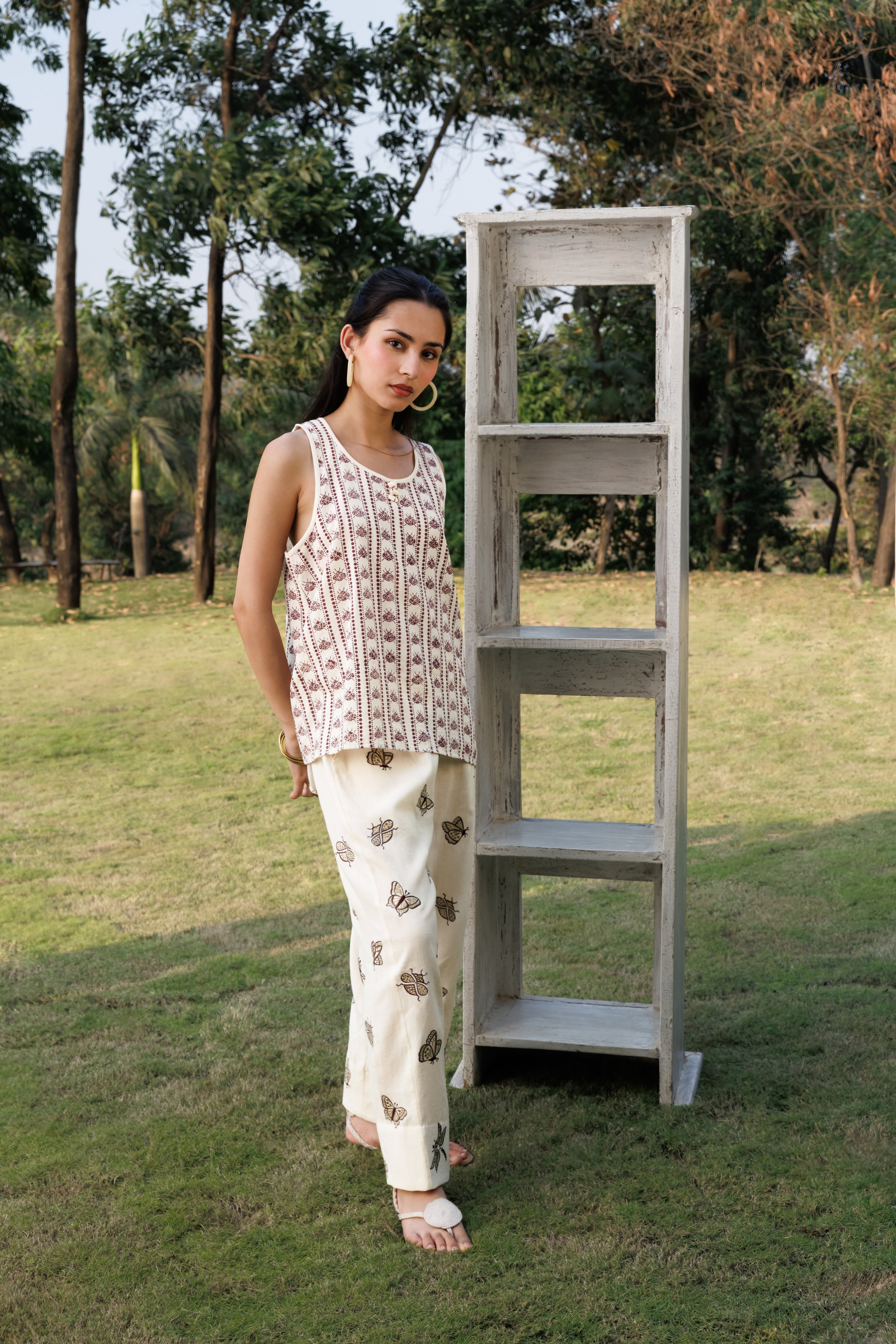 Oversized Tunic with Back Slit by Kamakhyaa India with Cosmos by Akashi Clothing, Internal Tags Missing at Kamakhyaa India for sustainable fashion