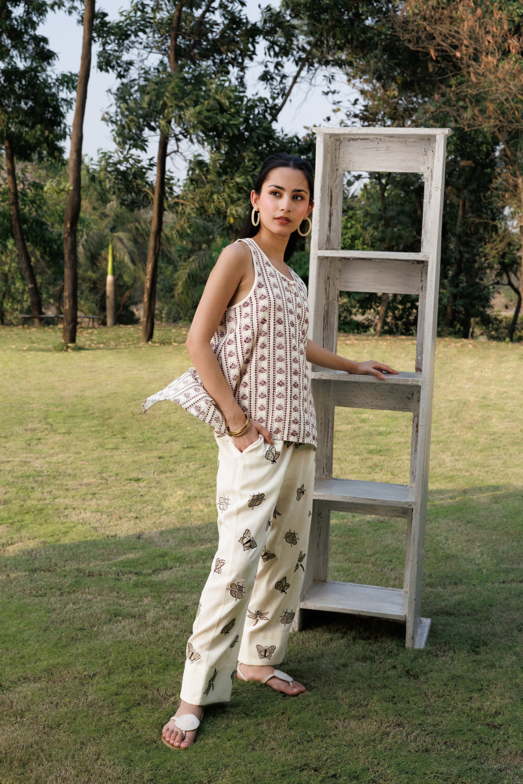 Oversized Tunic with Back Slit by Kamakhyaa India with Cosmos by Akashi Clothing, Internal Tags Missing at Kamakhyaa India for sustainable fashion