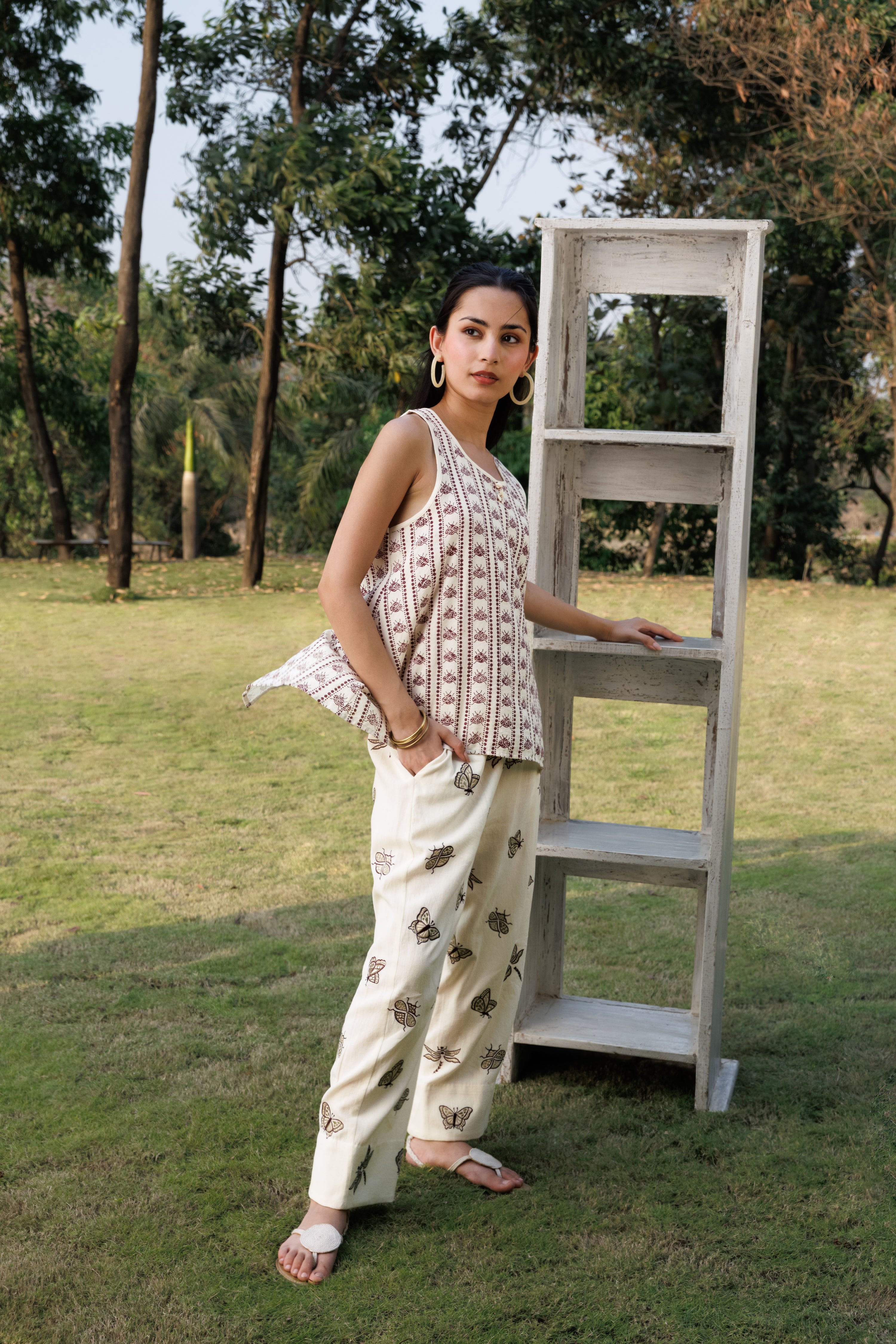 Oversized Tunic with Back Slit by Kamakhyaa India with Cosmos by Akashi Clothing, Internal Tags Missing at Kamakhyaa India for sustainable fashion