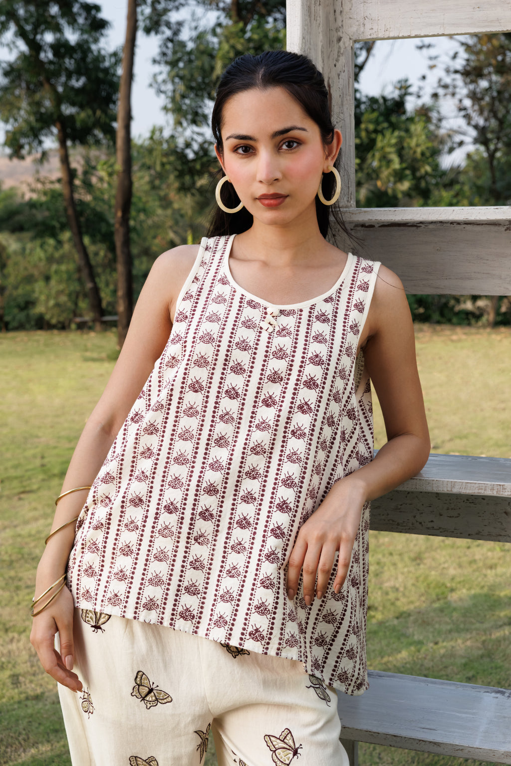 Oversized Tunic with Back Slit by Kamakhyaa India with Cosmos by Akashi Clothing, Internal Tags Missing at Kamakhyaa India for sustainable fashion