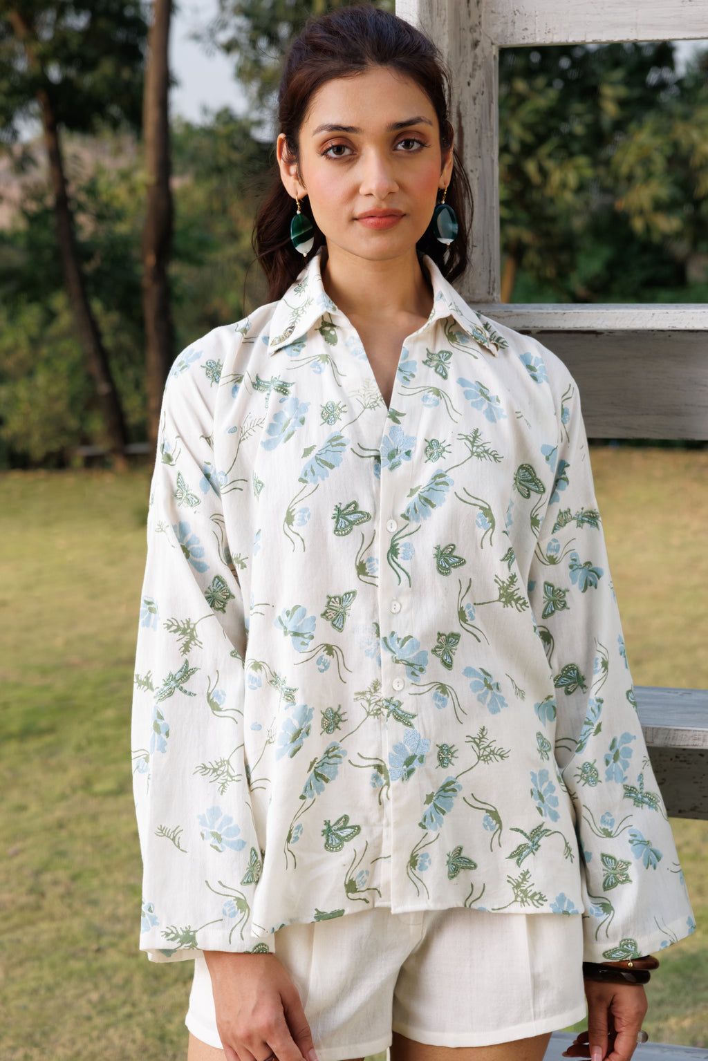 Organic Cotton Shorts by Kamakhyaa India with Cosmos by Akashi Clothing, Internal Tags Missing at Kamakhyaa India for sustainable fashion