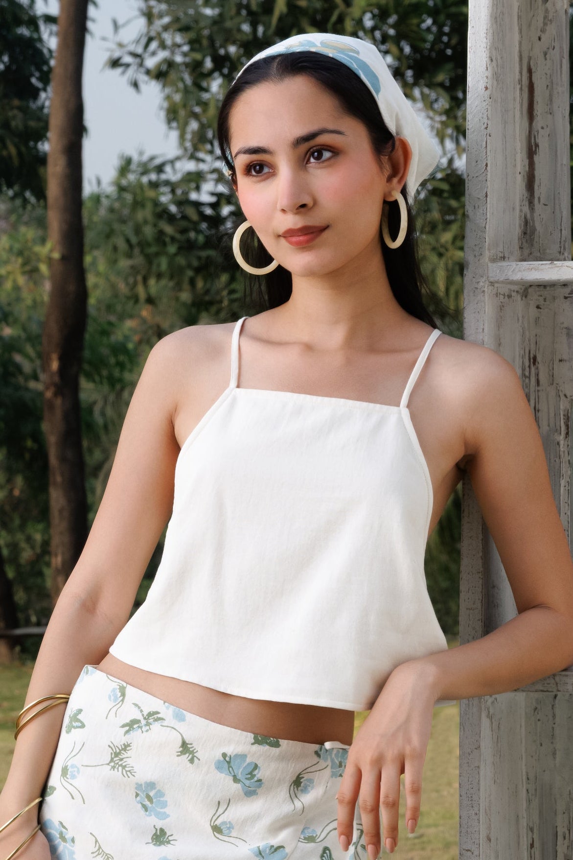 Criss-Cross Back Crop Top with Tie-Up Detail by Kamakhyaa India with Cosmos by Akashi Clothing, Internal Tags Missing at Kamakhyaa India for sustainable fashion