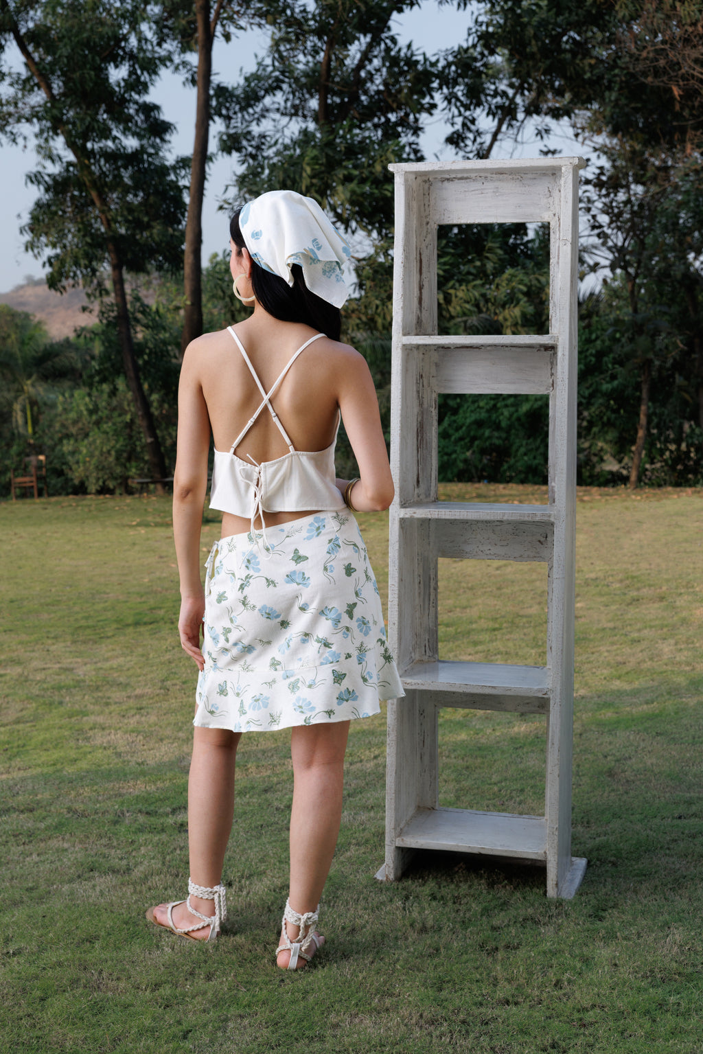 Criss-Cross Back Crop Top with Tie-Up Detail by Kamakhyaa India with Cosmos by Akashi Clothing, Internal Tags Missing at Kamakhyaa India for sustainable fashion