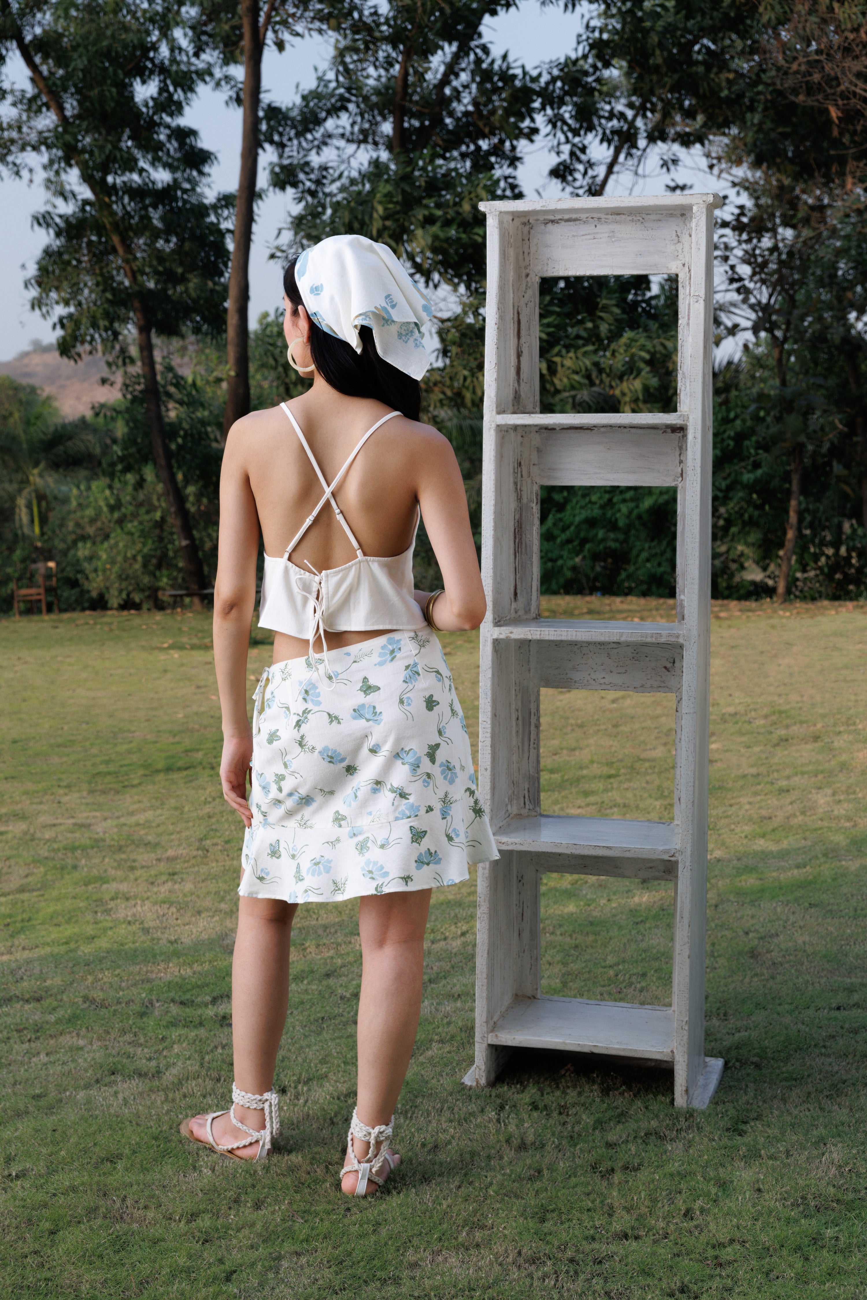 Wrap Around Skirt with Embroidered Ruffle by Kamakhyaa India with Cosmos by Akashi Clothing, Internal Tags Missing at Kamakhyaa India for sustainable fashion