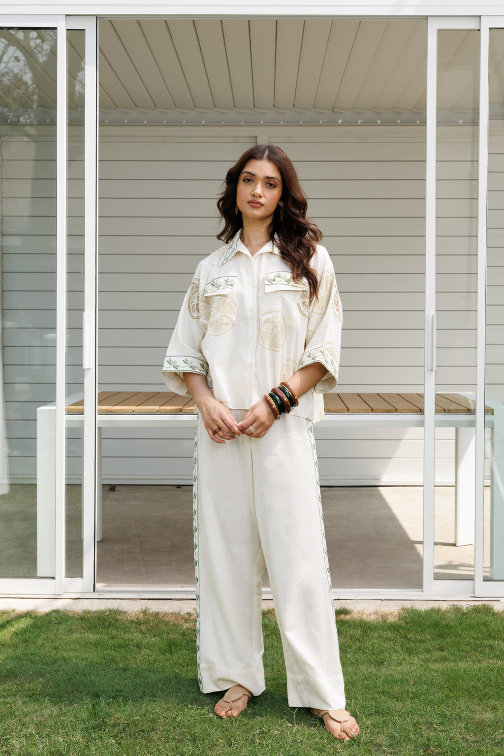 Boxy button down shirt by Kamakhyaa India with Cosmos by Akashi Clothing, Internal Tags Missing at Kamakhyaa India for sustainable fashion