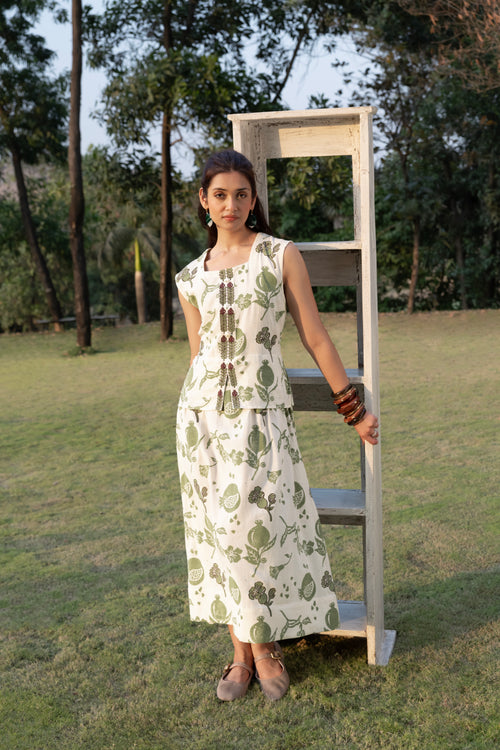 A-Line Maxi Dress with Ruched Back by Kamakhyaa India with Cosmos by Akashi Clothing, Internal Tags Missing at Kamakhyaa India for sustainable fashion
