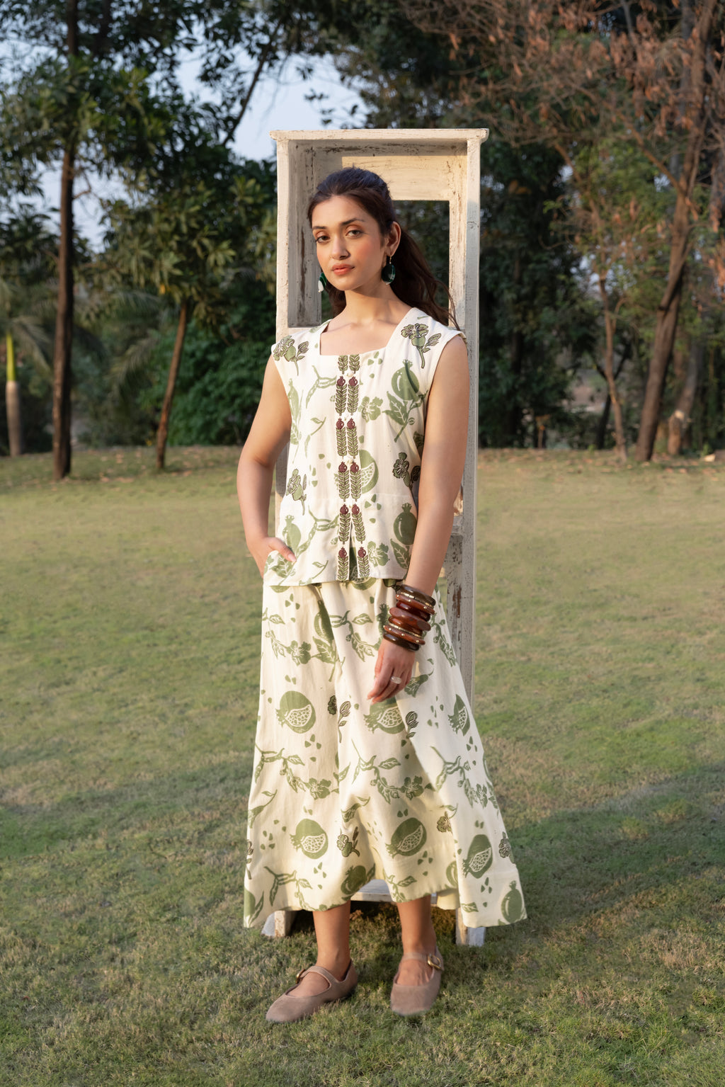 A-Line Maxi Dress with Ruched Back by Kamakhyaa India with Cosmos by Akashi Clothing, Internal Tags Missing at Kamakhyaa India for sustainable fashion