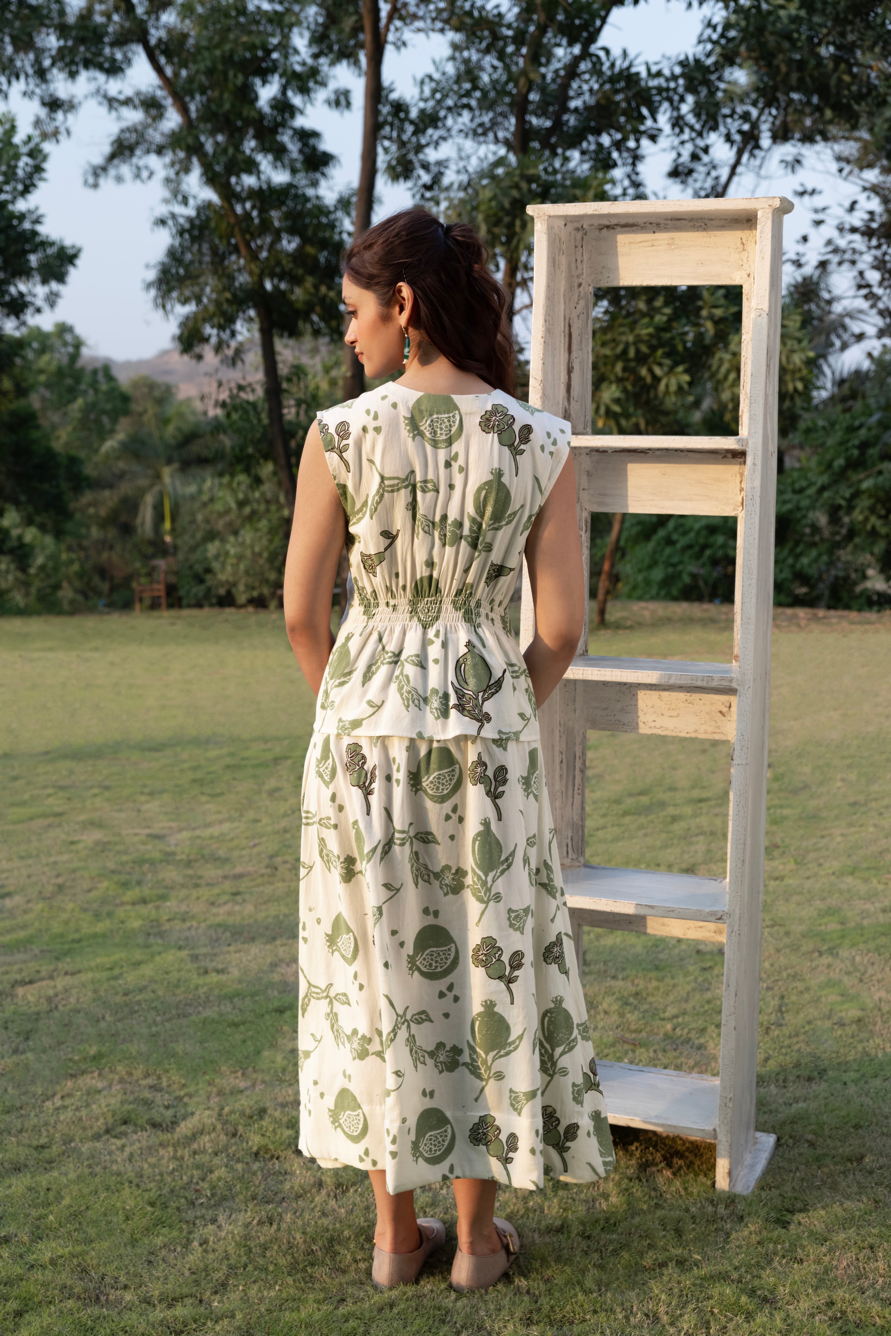 A-Line Maxi Dress with Ruched Back by Kamakhyaa India with Cosmos by Akashi Clothing, Internal Tags Missing at Kamakhyaa India for sustainable fashion