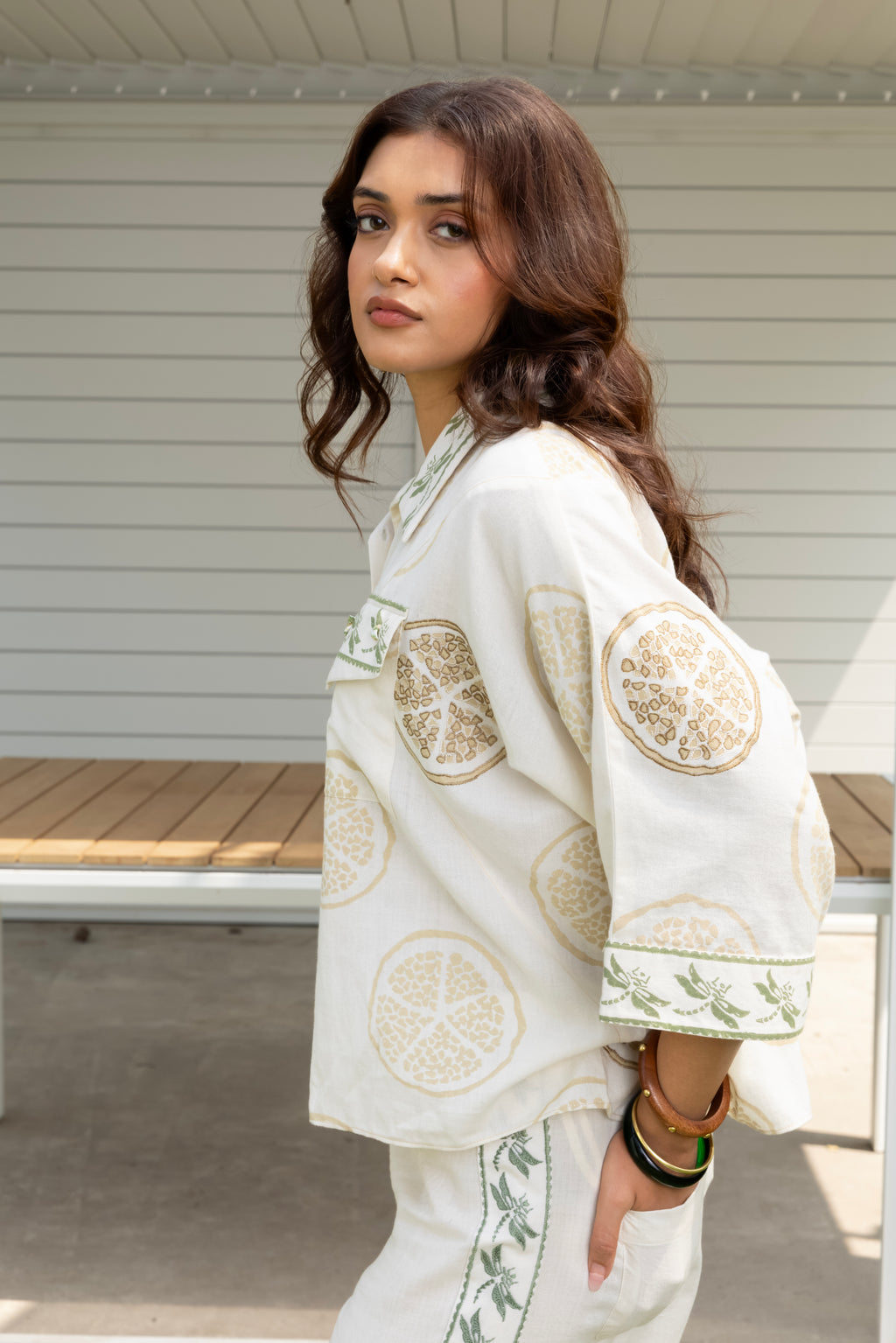 Boxy button down shirt by Kamakhyaa India with Cosmos by Akashi Clothing, Internal Tags Missing at Kamakhyaa India for sustainable fashion