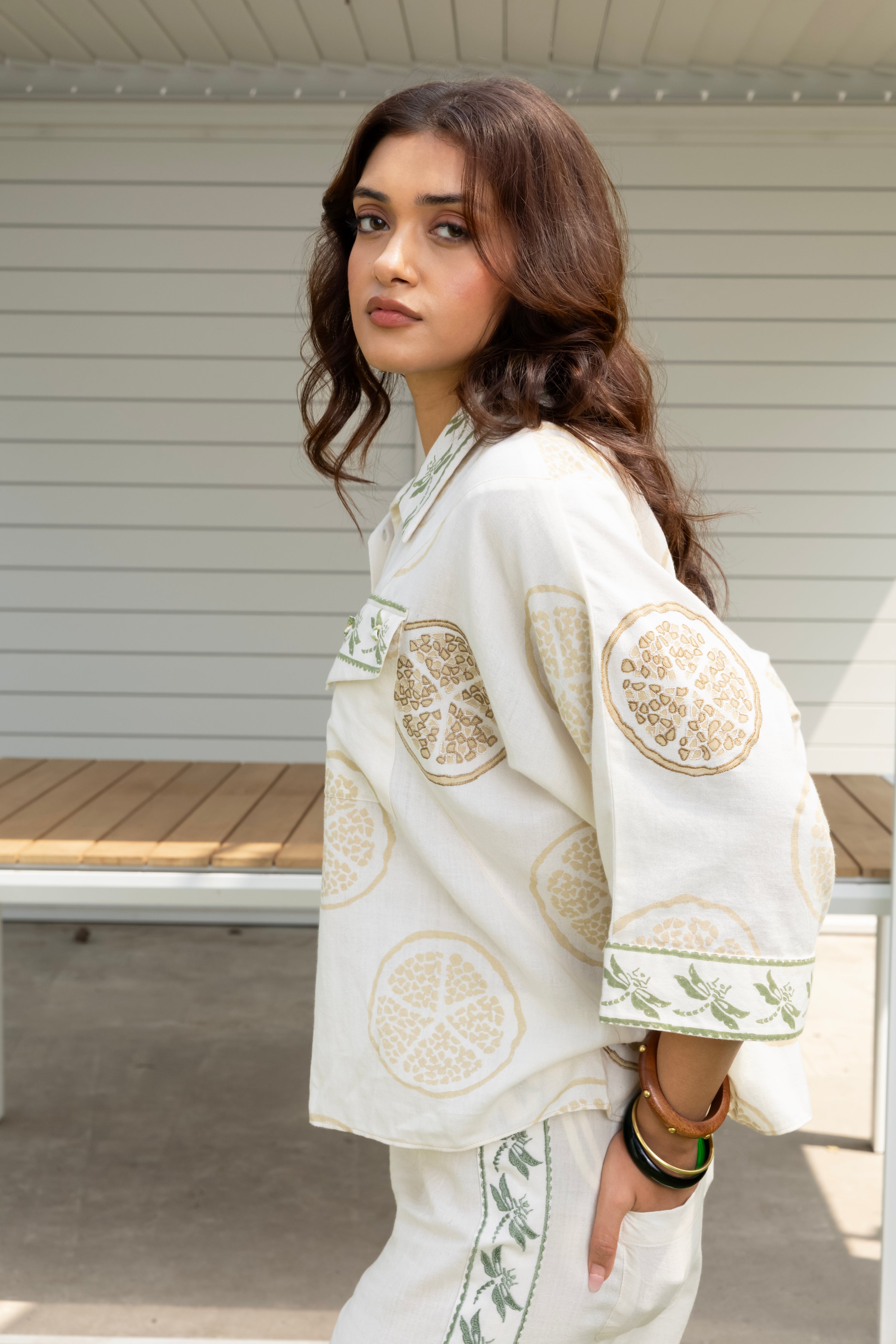 Boxy button down shirt by Kamakhyaa India with Cosmos by Akashi Clothing, Internal Tags Missing at Kamakhyaa India for sustainable fashion
