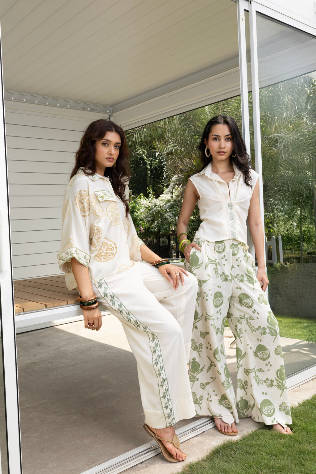 Front-Open Button Gathered Top with Embroidery by Kamakhyaa India with Cosmos by Akashi Clothing, Internal Tags Missing at Kamakhyaa India for sustainable fashion