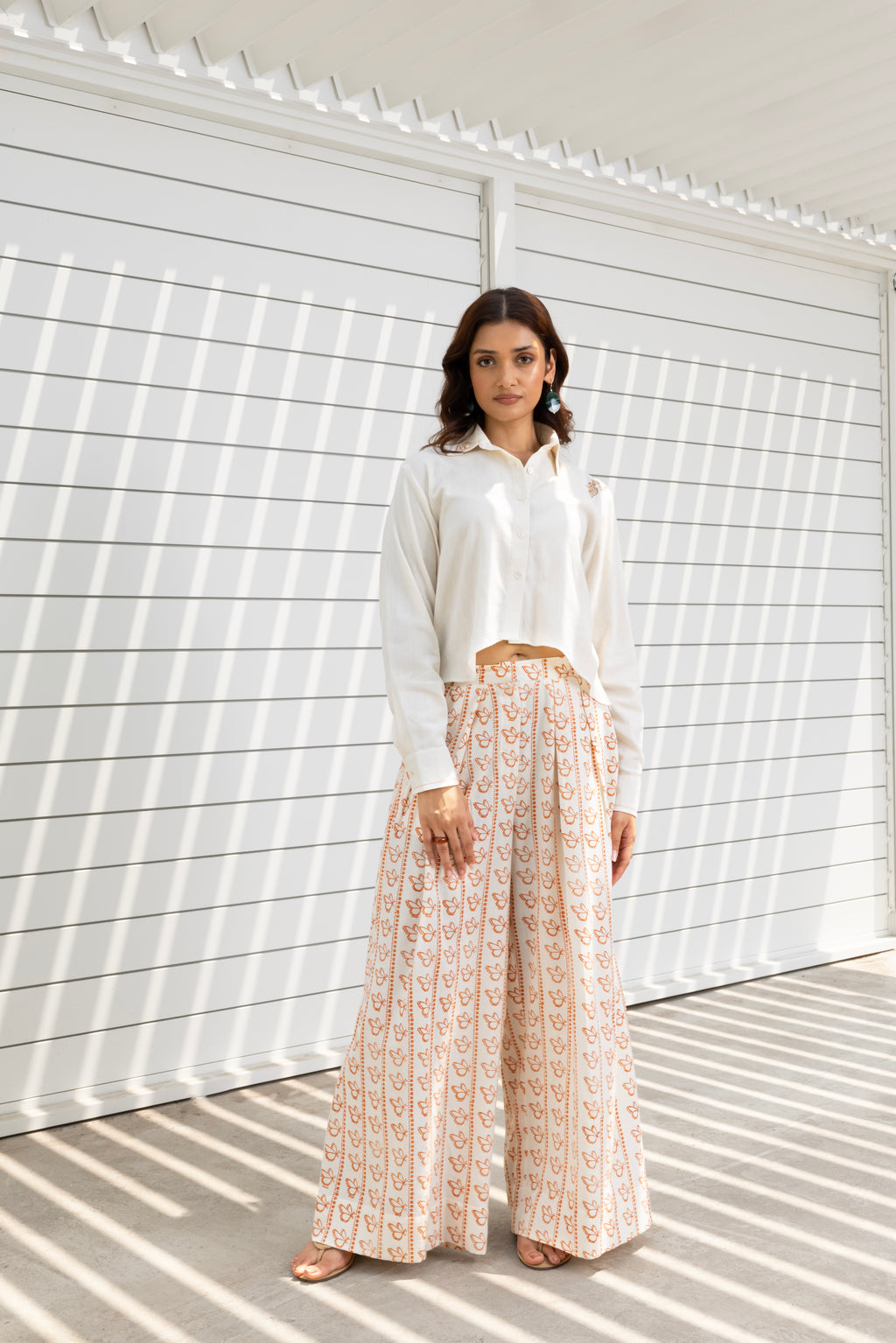 Butterfly Embroidered Cropped Shirt by Kamakhyaa India with Cosmos by Akashi Clothing, Internal Tags Missing at Kamakhyaa India for sustainable fashion