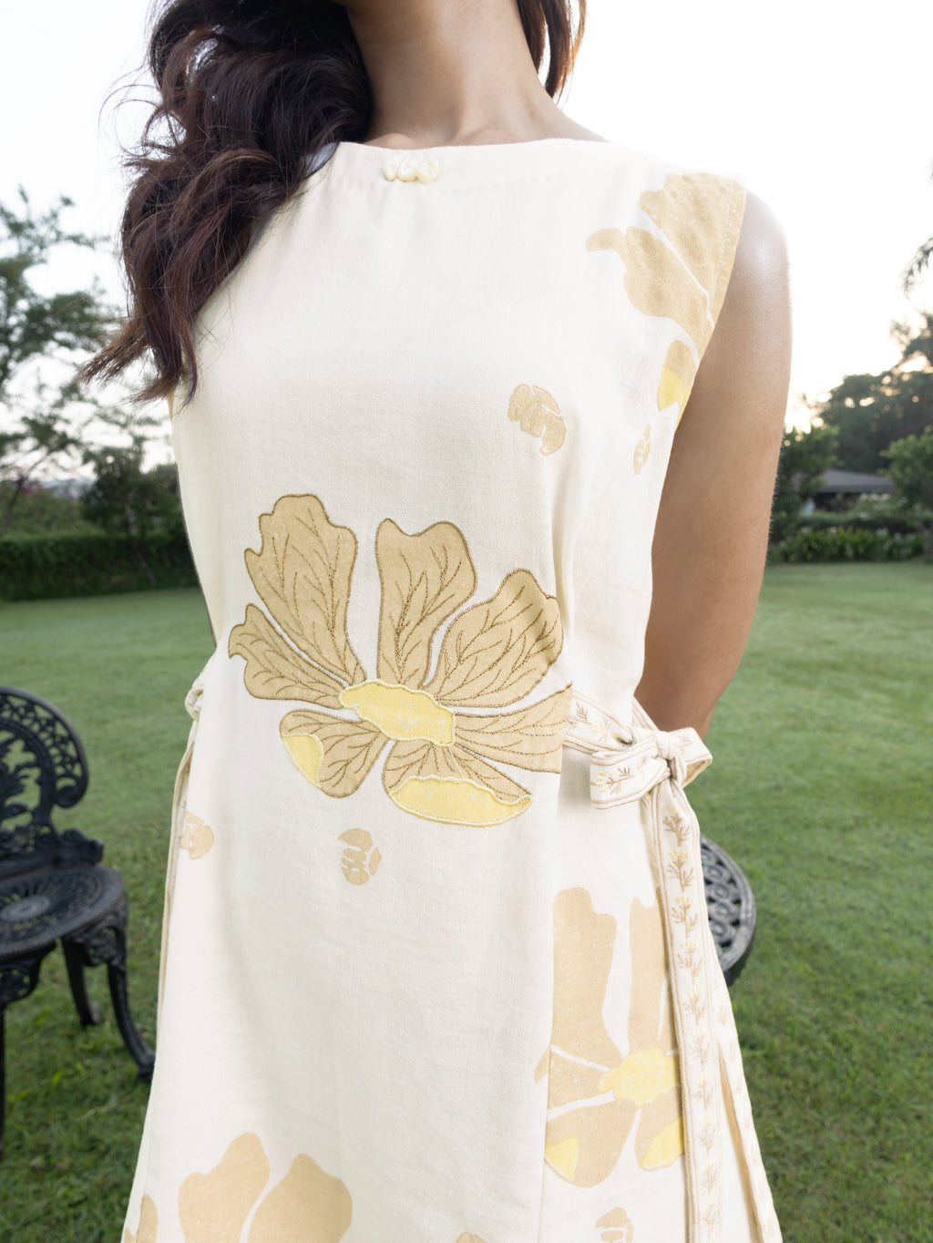 Short Dress with Side Tie-Up & Embroidery by Kamakhyaa India with Cosmos by Akashi Clothing, Internal Tags Missing at Kamakhyaa India for sustainable fashion