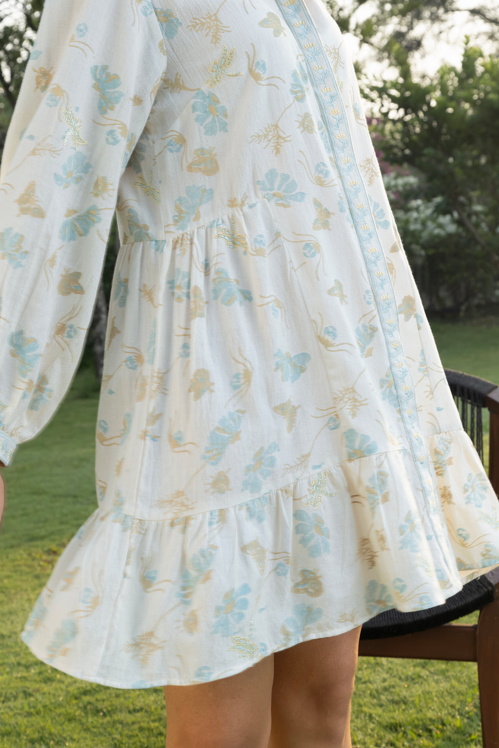 Floral Print Mini Shirt Dress by Kamakhyaa India with Cosmos by Akashi Clothing, Internal Tags Missing at Kamakhyaa India for sustainable fashion